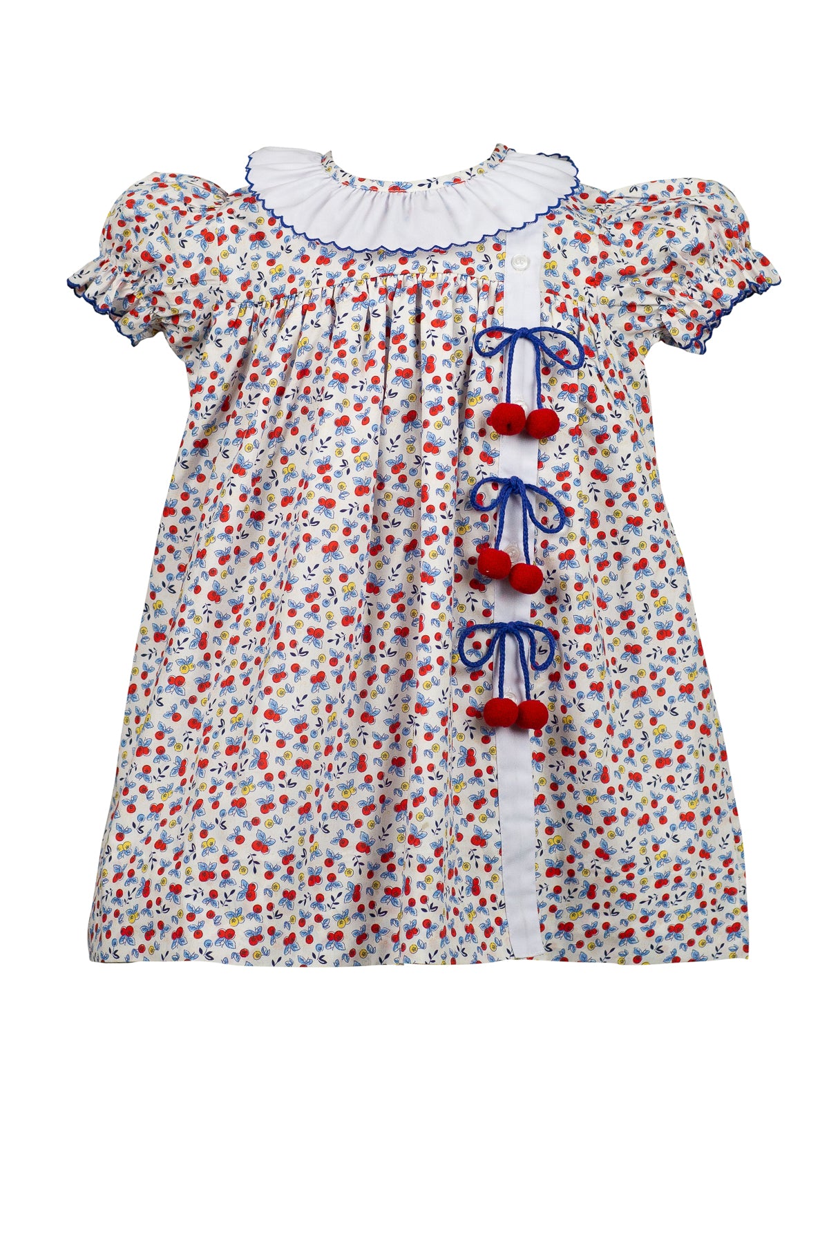 Proper Peony Girls Red & Blue Foliage Cherry Dress