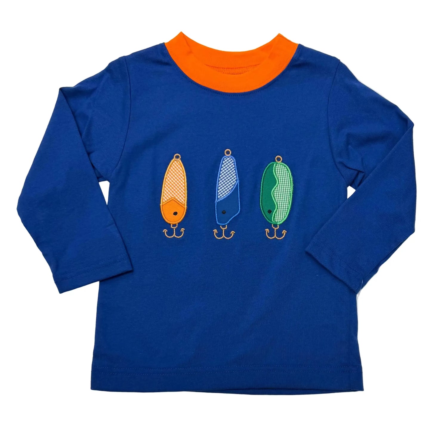 Claire & Charlie Boys Royal Blue Shirt - Applique Fishing Lures by Claire & Charlie