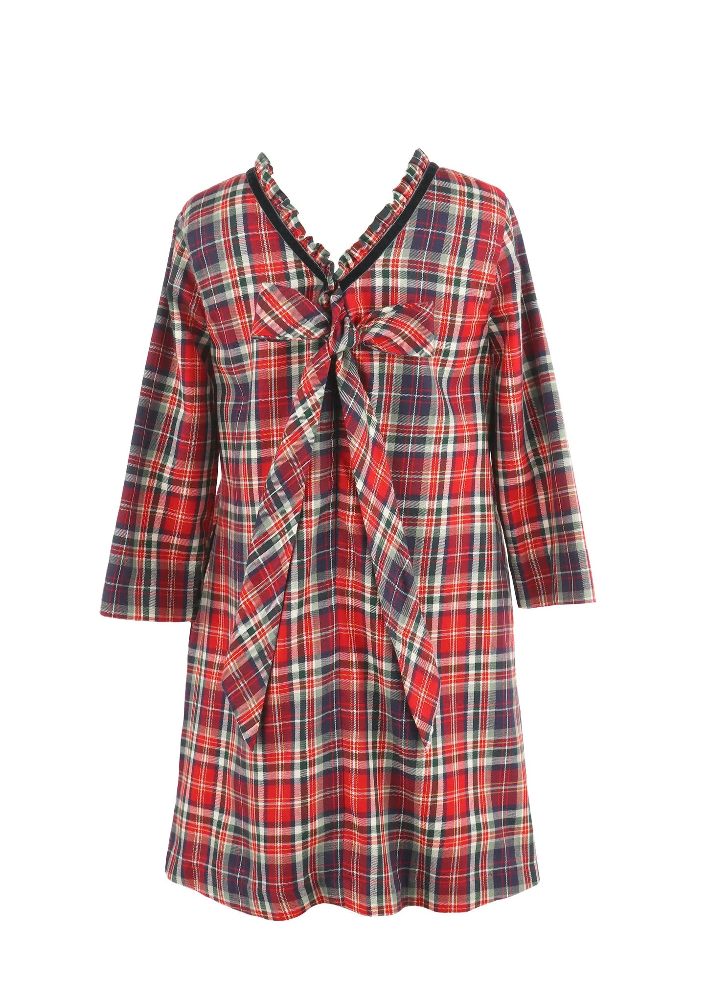 Luli & Me Gabby Girls Blair Dress - Bow in Back - Red Plaid