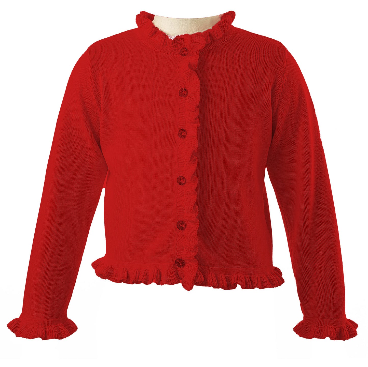 Rachel Riley London Girls Frill Cardigan Sweater - Red