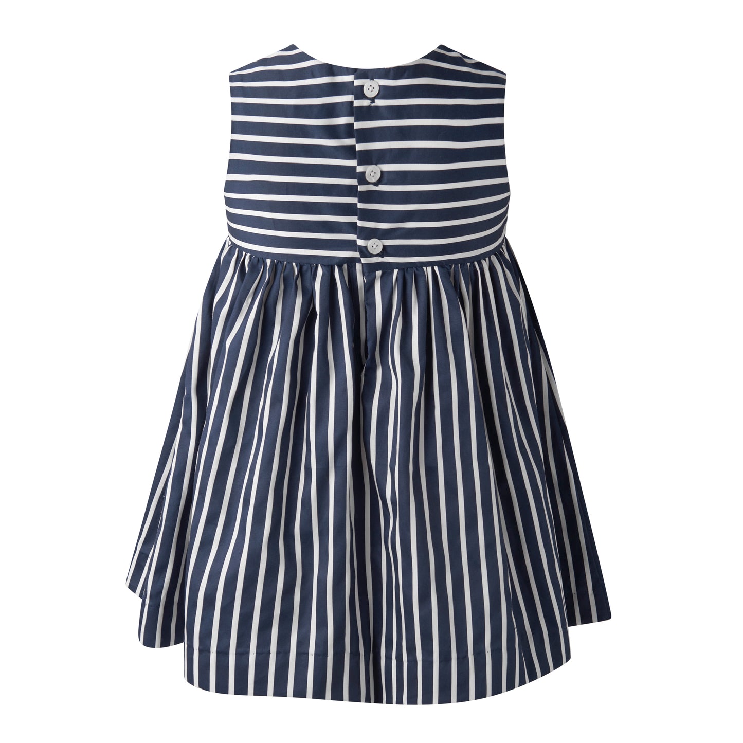Rachel Riley London Girls Nautical Navy Blue Striped Bow Dress by Rachel Riley