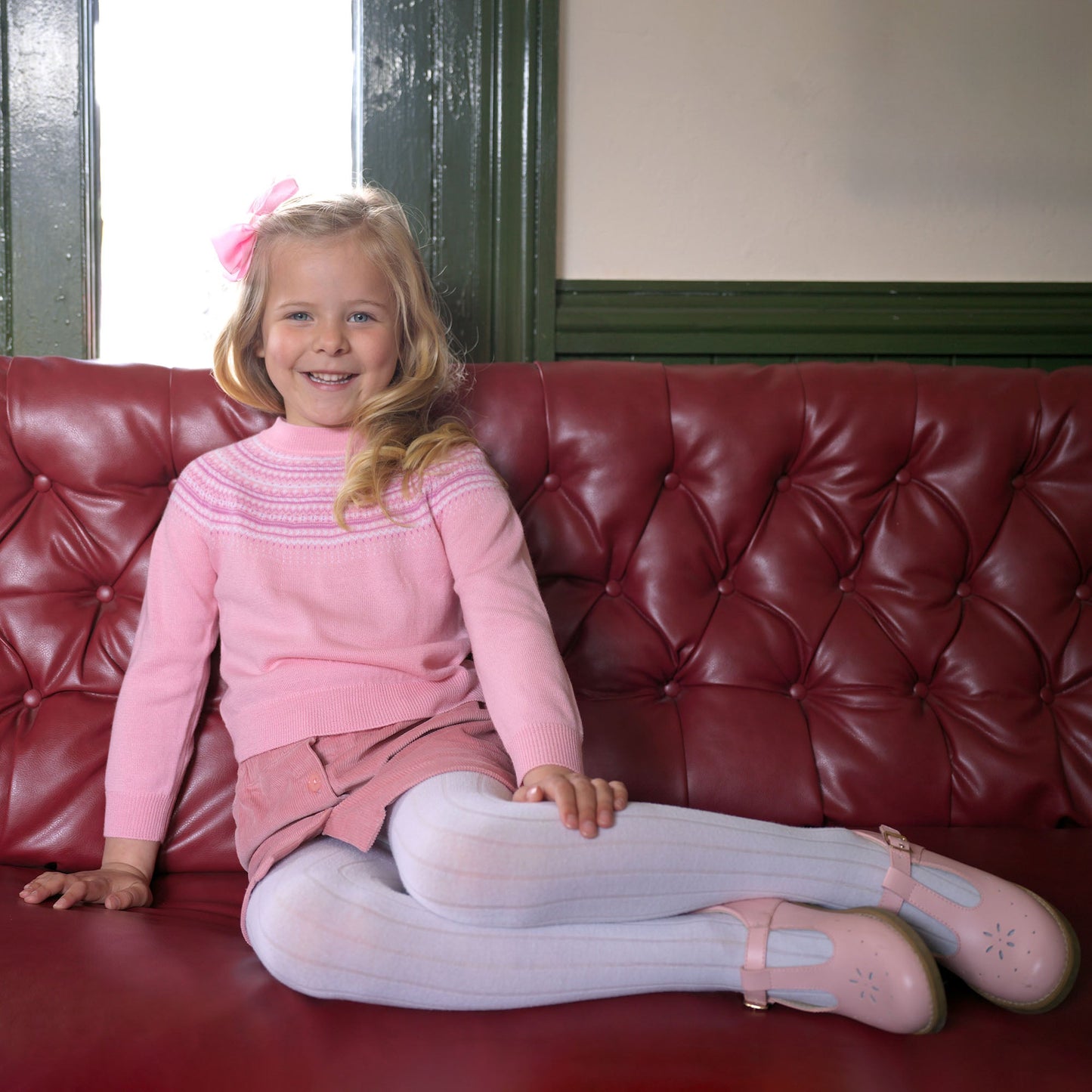 Rachel Riley London Girls Pink Fairisle Sweater