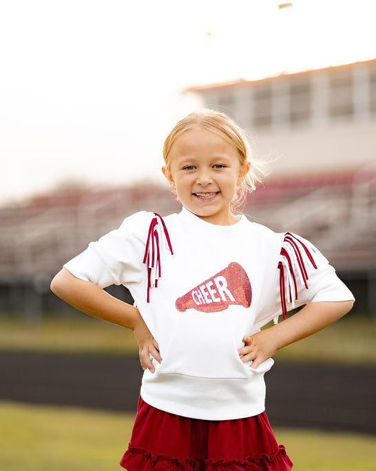 Yellow Lamb Girls Gameday Cheerleader Cheer Skirt Set - Burgundy