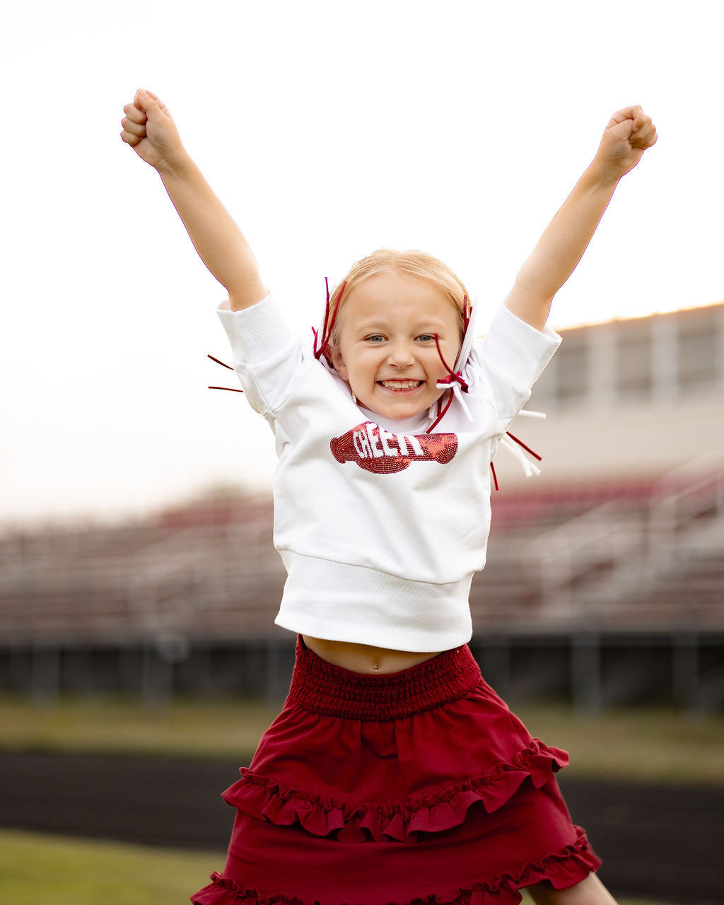 Yellow Lamb Girls Gameday Cheerleader Cheer Skirt Set - Burgundy