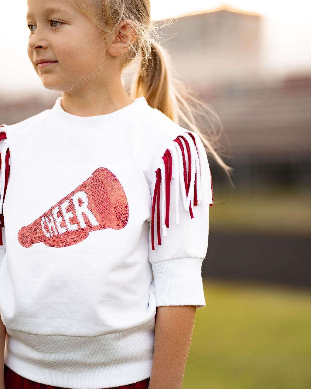 Yellow Lamb Girls Gameday Cheerleader Cheer Skirt Set - Burgundy