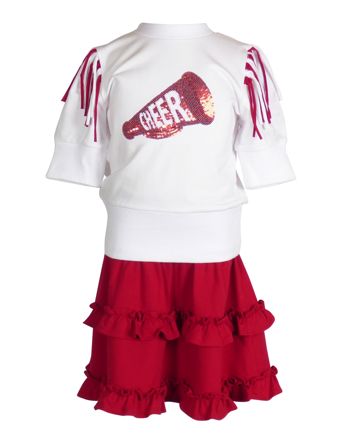 Yellow Lamb Girls Gameday Cheerleader Cheer Skirt Set - Burgundy