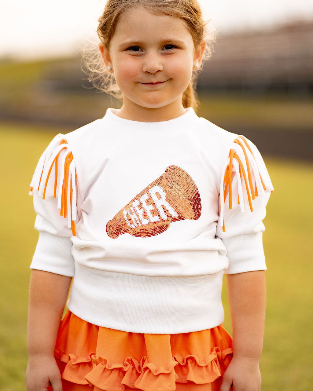 Yellow Lamb Girls Gameday Cheerleader Cheer Skirt Set - Orange