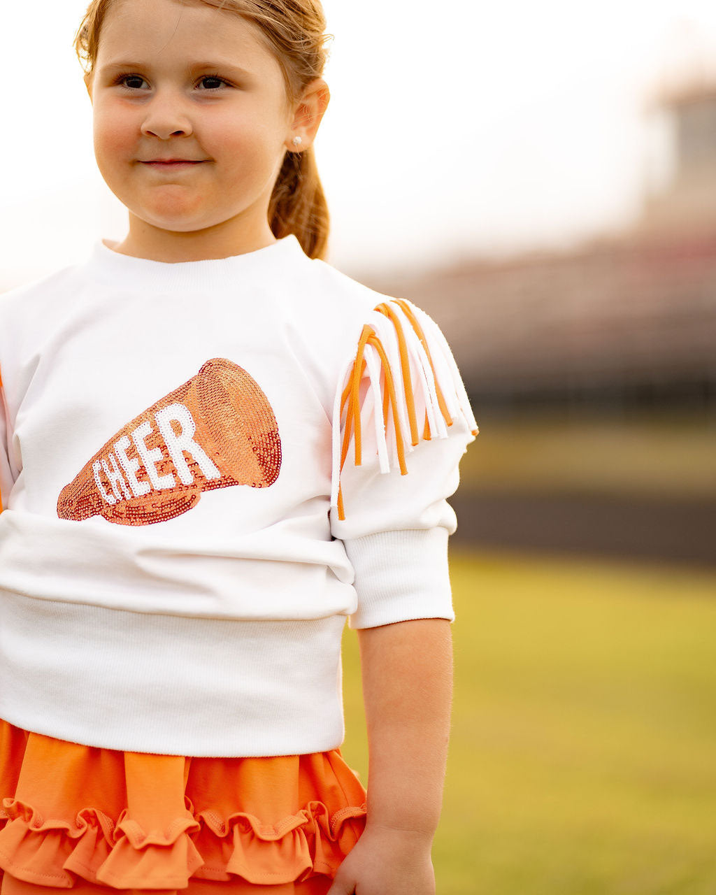Yellow Lamb Girls Gameday Cheerleader Cheer Skirt Set - Orange