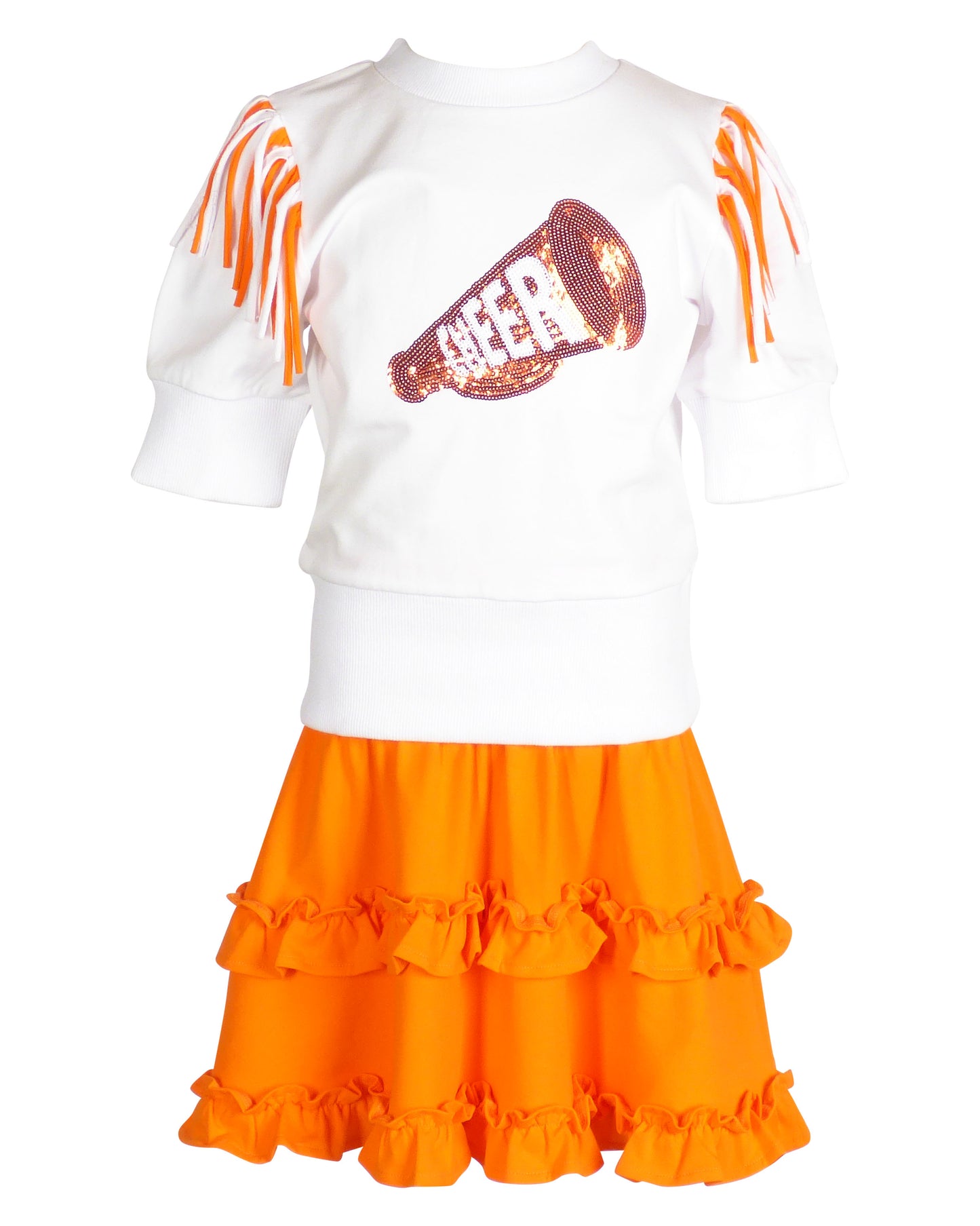 Yellow Lamb Girls Gameday Cheerleader Cheer Skirt Set - Orange