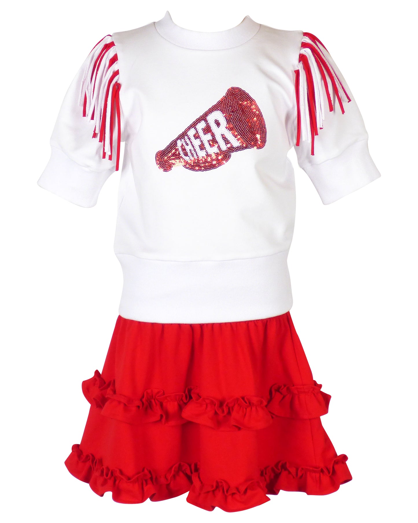 Yellow Lamb Girls Gameday Cheerleader Cheer Skirt Set - Red