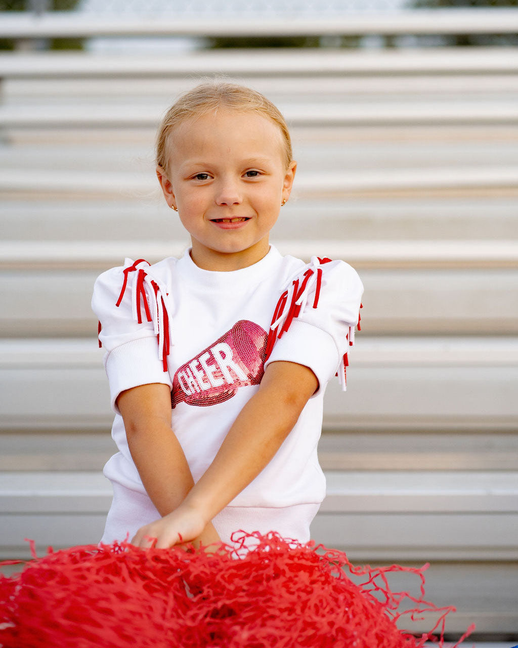 Yellow Lamb Girls Gameday Cheerleader Cheer Skirt Set - Red