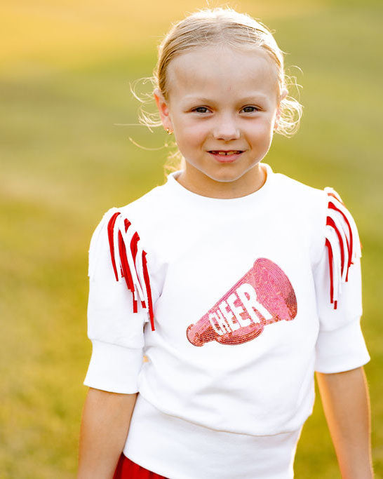 Yellow Lamb Girls Gameday Cheerleader Cheer Skirt Set - Red
