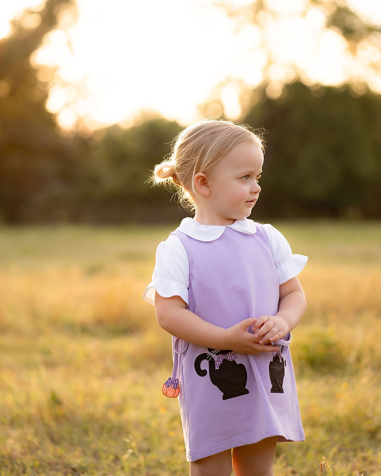 Yellow Lamb Girls Lavender Emma Jumper - Halloween Black Cats