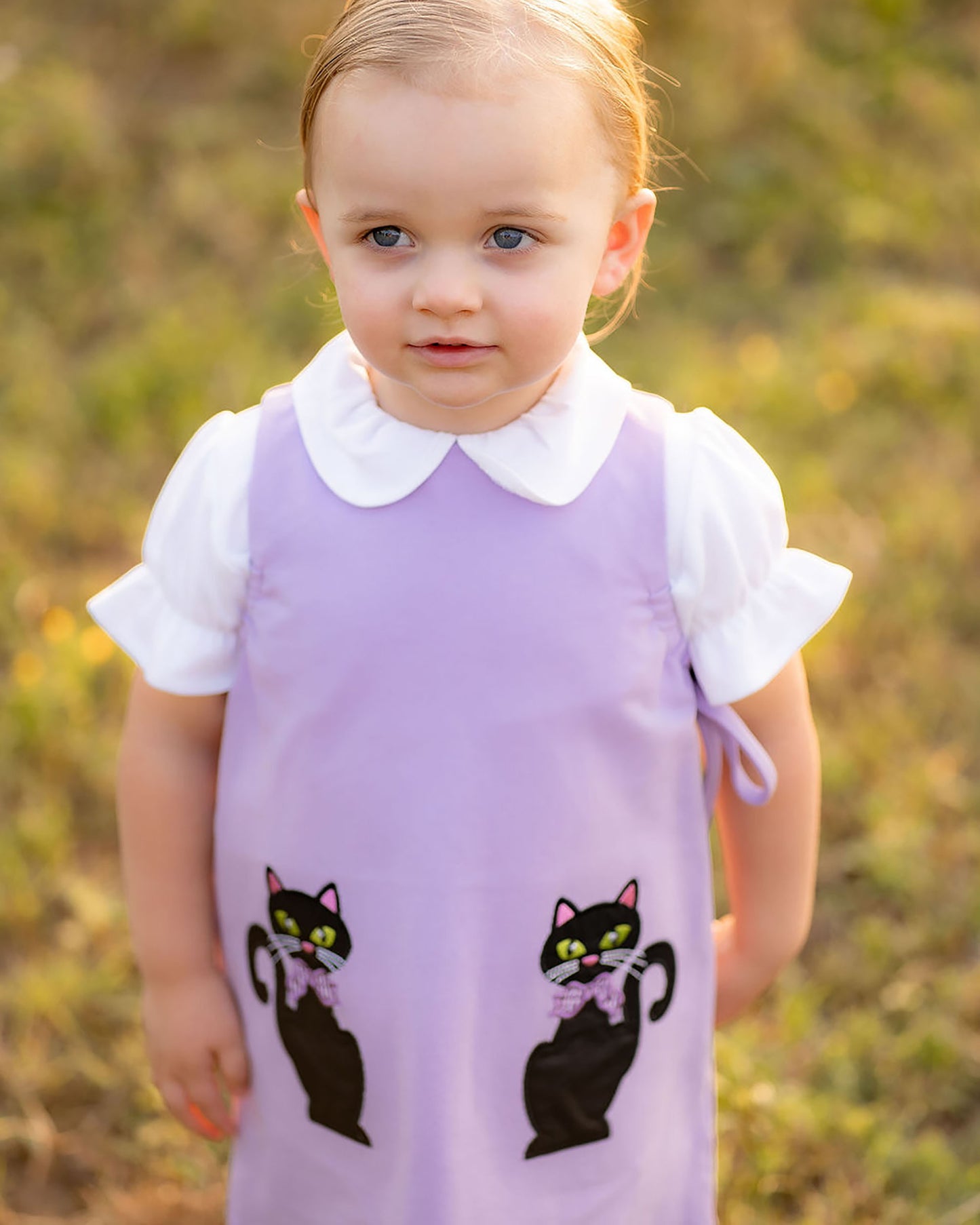 Yellow Lamb Girls Lavender Emma Jumper - Halloween Black Cats