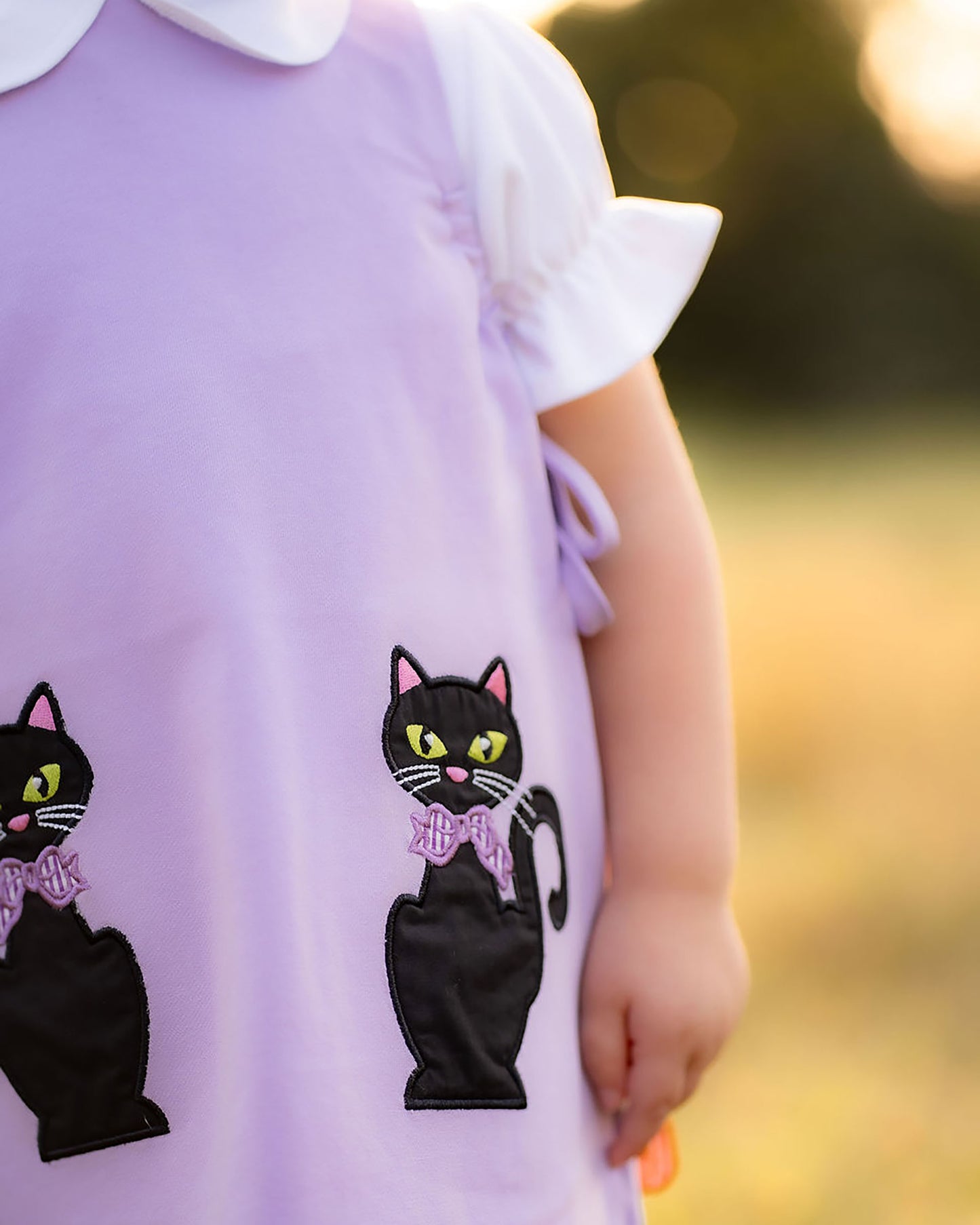 Yellow Lamb Girls Lavender Emma Jumper - Halloween Black Cats