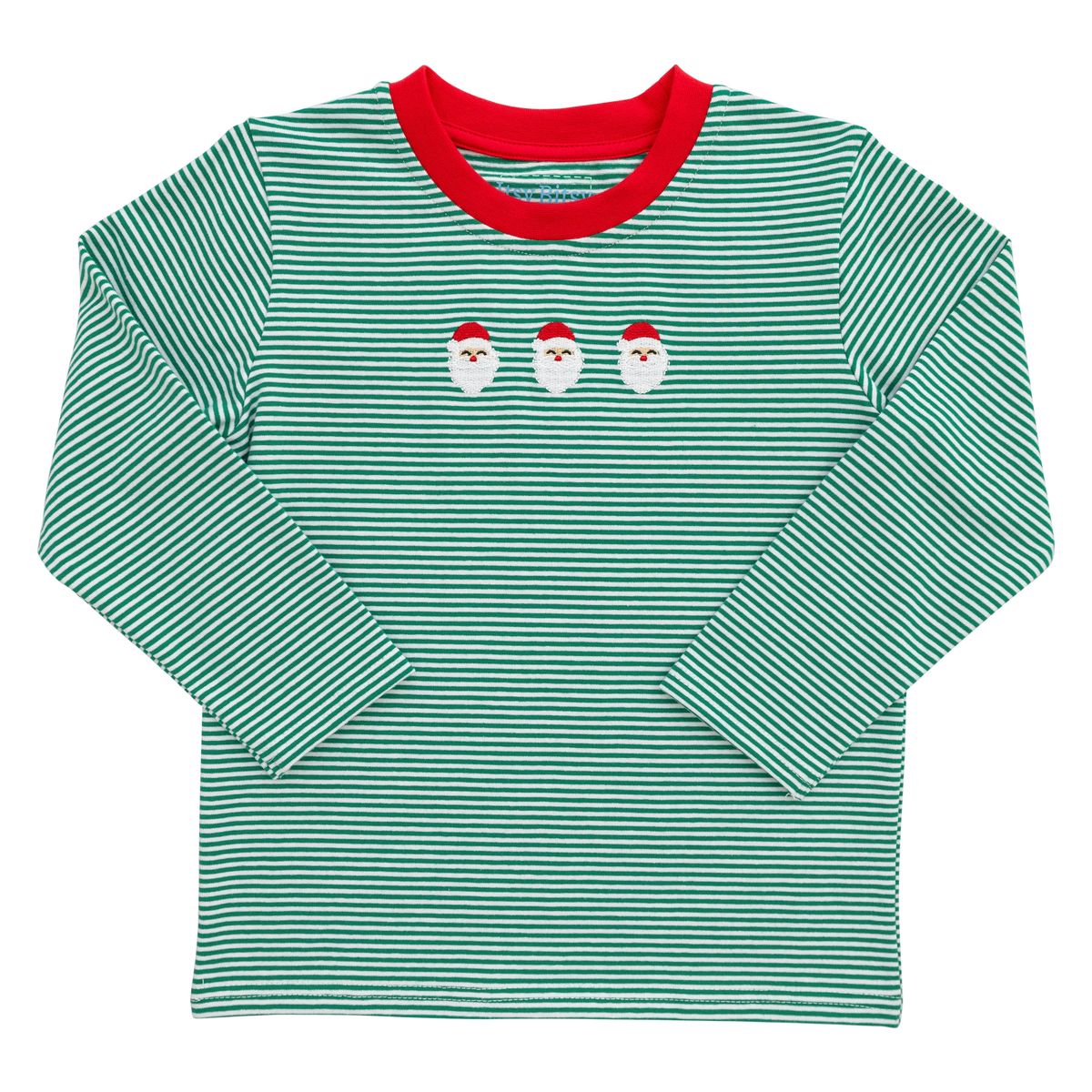 Itsy Bitsy Boys Green Striped Santa Claus Trio Shirt by Itsy Bitsy