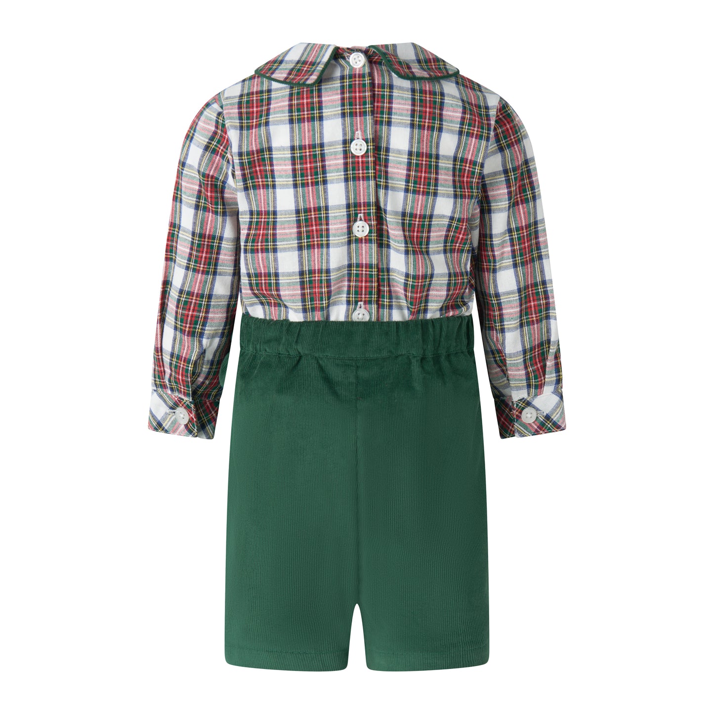 Rachel Riley London Baby Boys Green & Red Holiday Tartan Plaid Cord Set