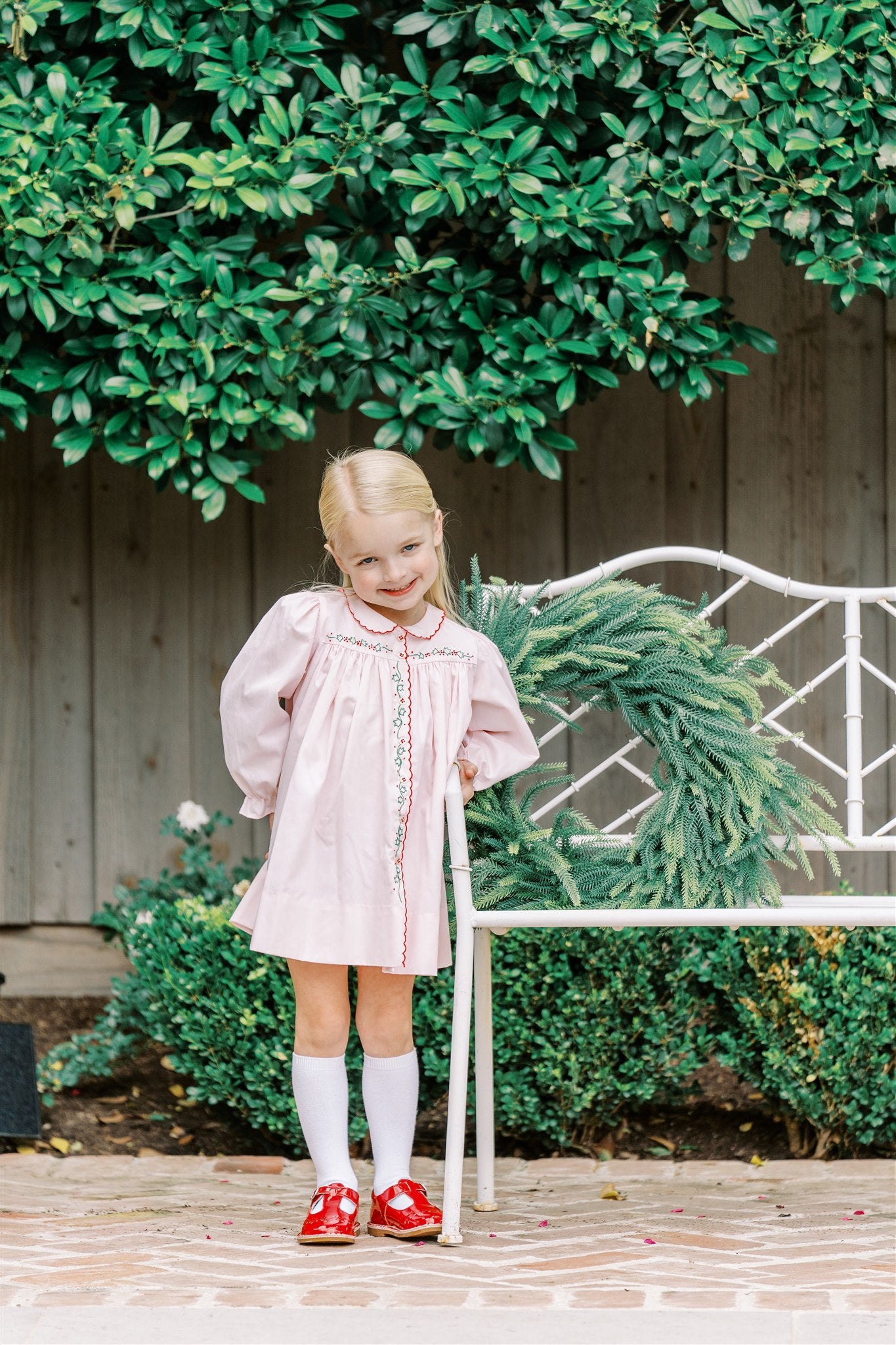 Proper Peony Girls Pink Christmas Ivy Holly Dress