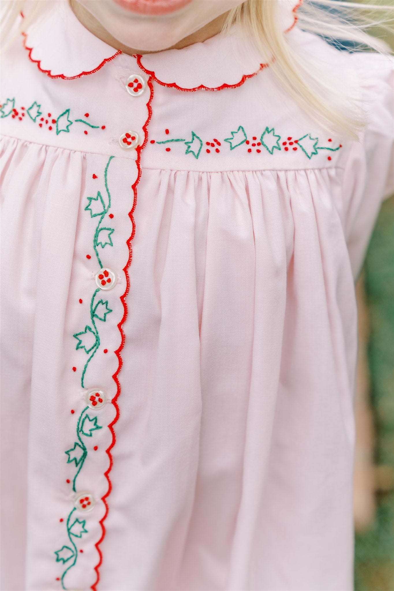 Proper Peony Girls Pink Christmas Ivy Holly Dress