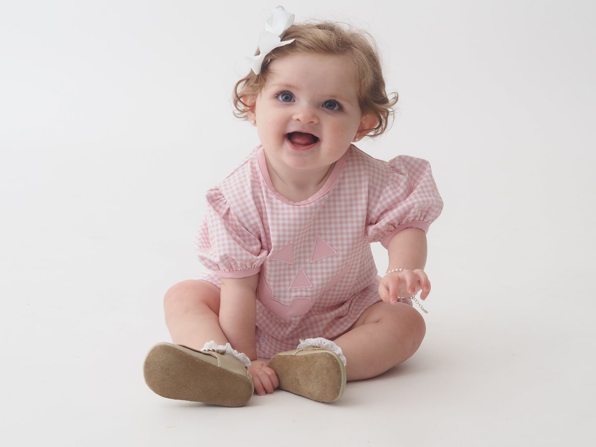 Cypress Row Baby Girls Pink Jack O Lantern Face Bubble