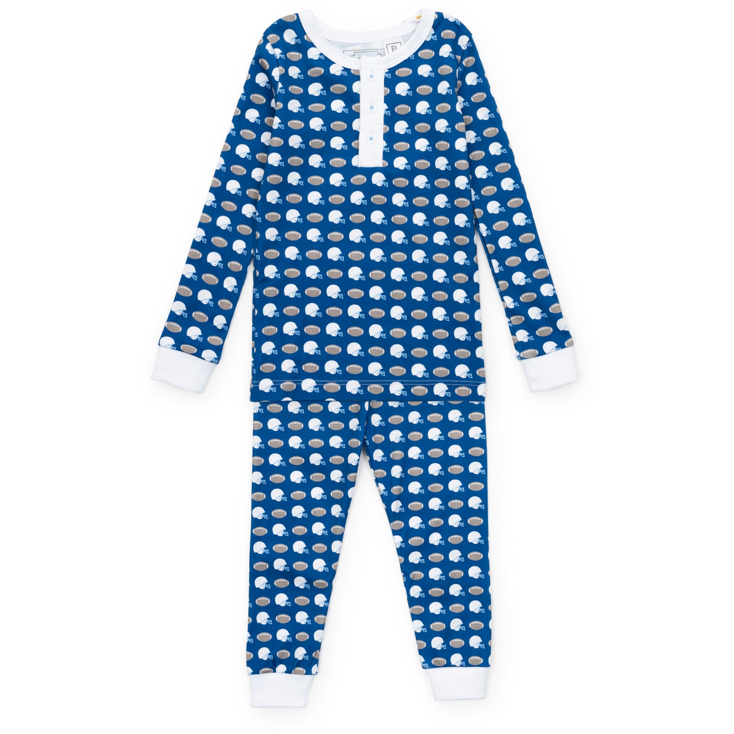 Lila & Hayes Boys Jack Pajamas Set - Blue First Down Football