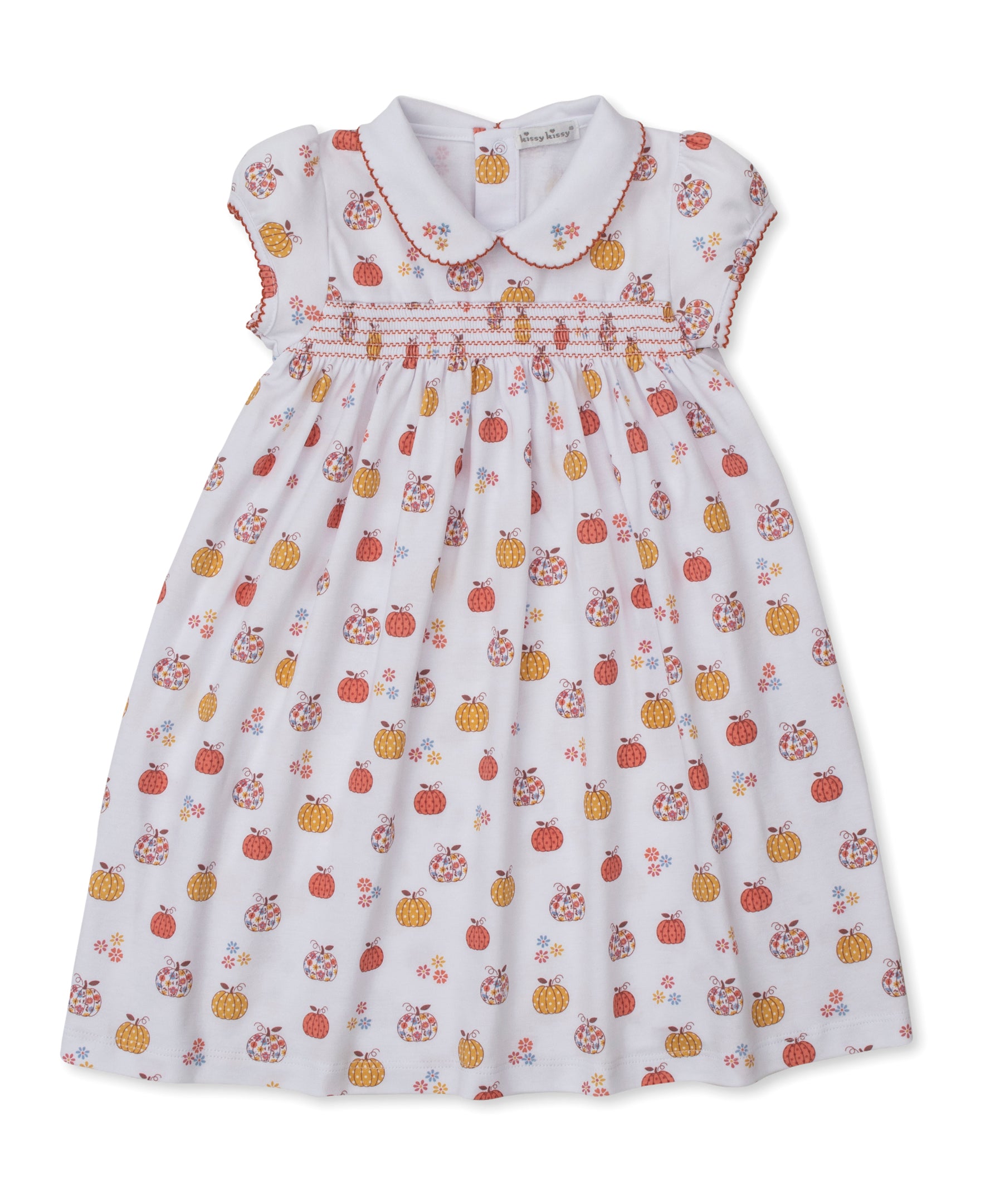 Kissy Kissy | Premium Pima Cotton | Patchwork Pumpkin Smocked Toddler Dress | Size: 3T