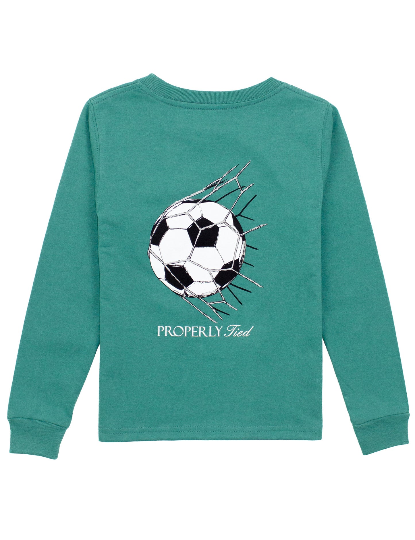 Properly Tied Boys Long Sleeved Shirt - Soccer Ball on Teal