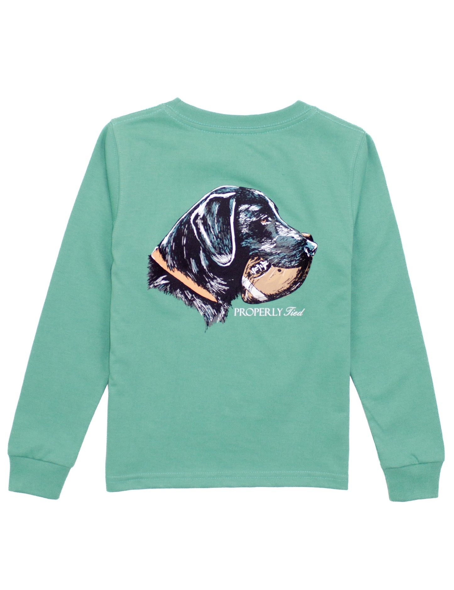 Properly Tied Boys Long Sleeved Shirt - Good Catch Football Dog on Ivy Green