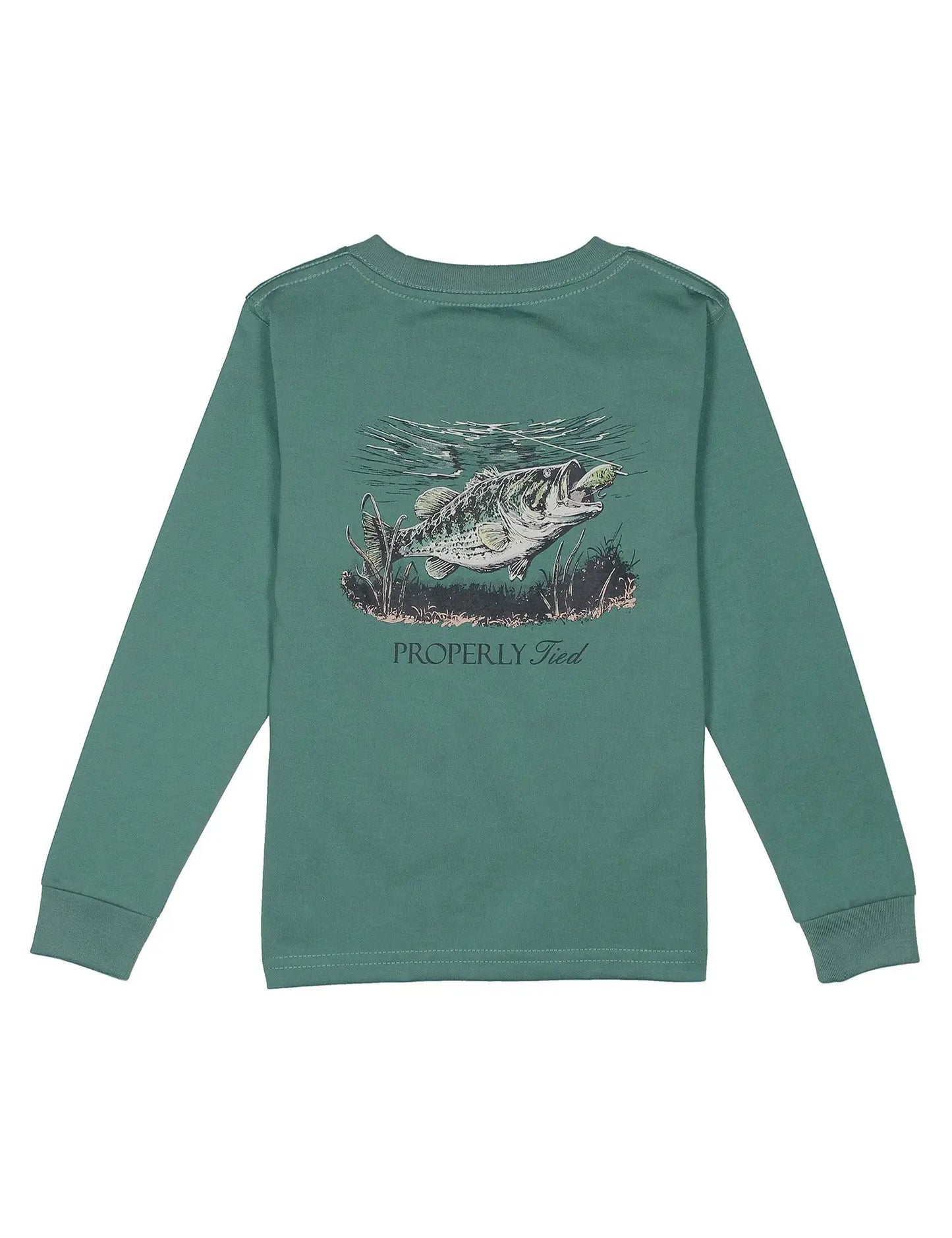 Properly Tied Boys Long Sleeved Shirt - Set the Fish Hook on Marine Green by Properly Tied