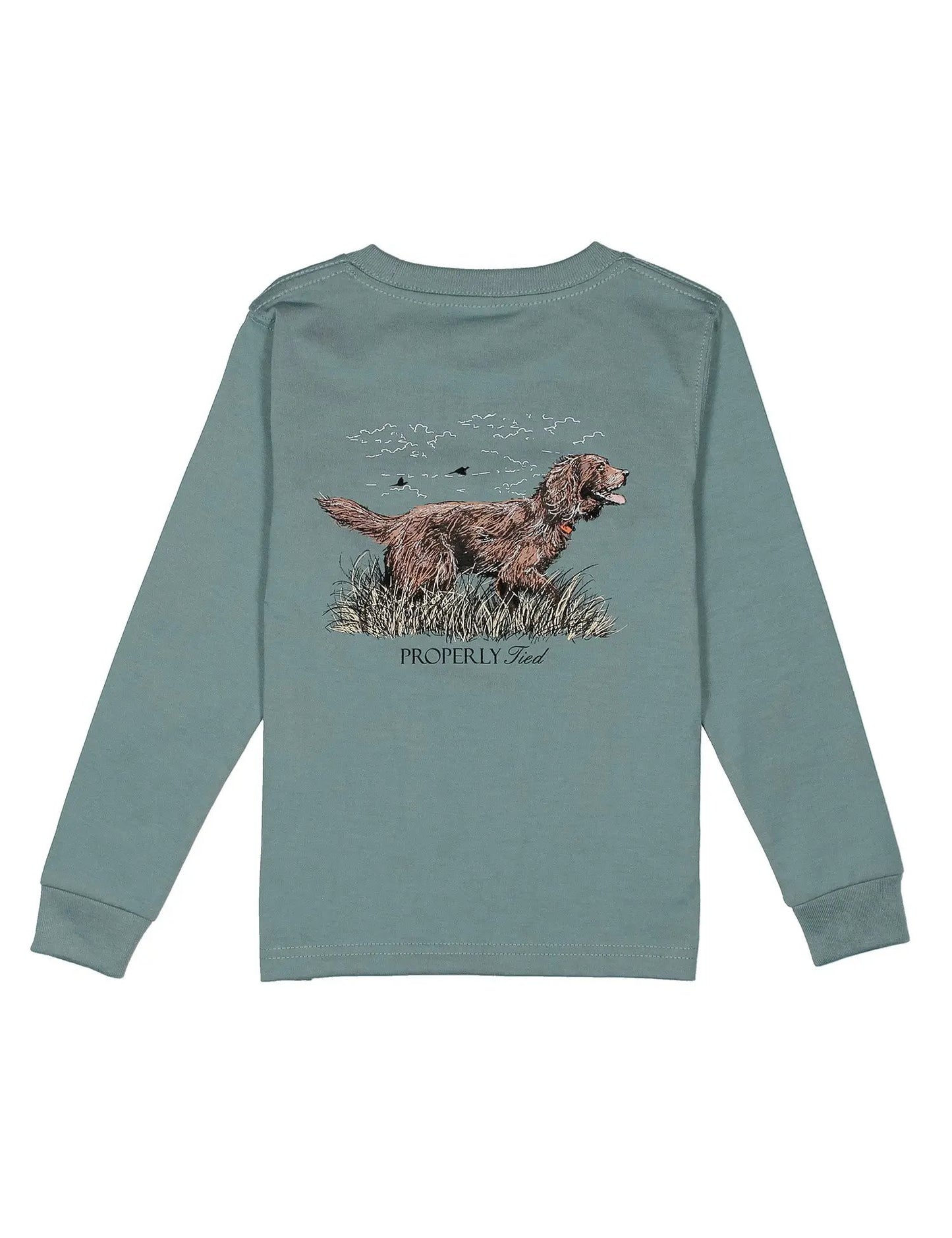 Properly Tied Boys Long Sleeved Shirt - Boykin Dog on Steel Blue by Properly Tied