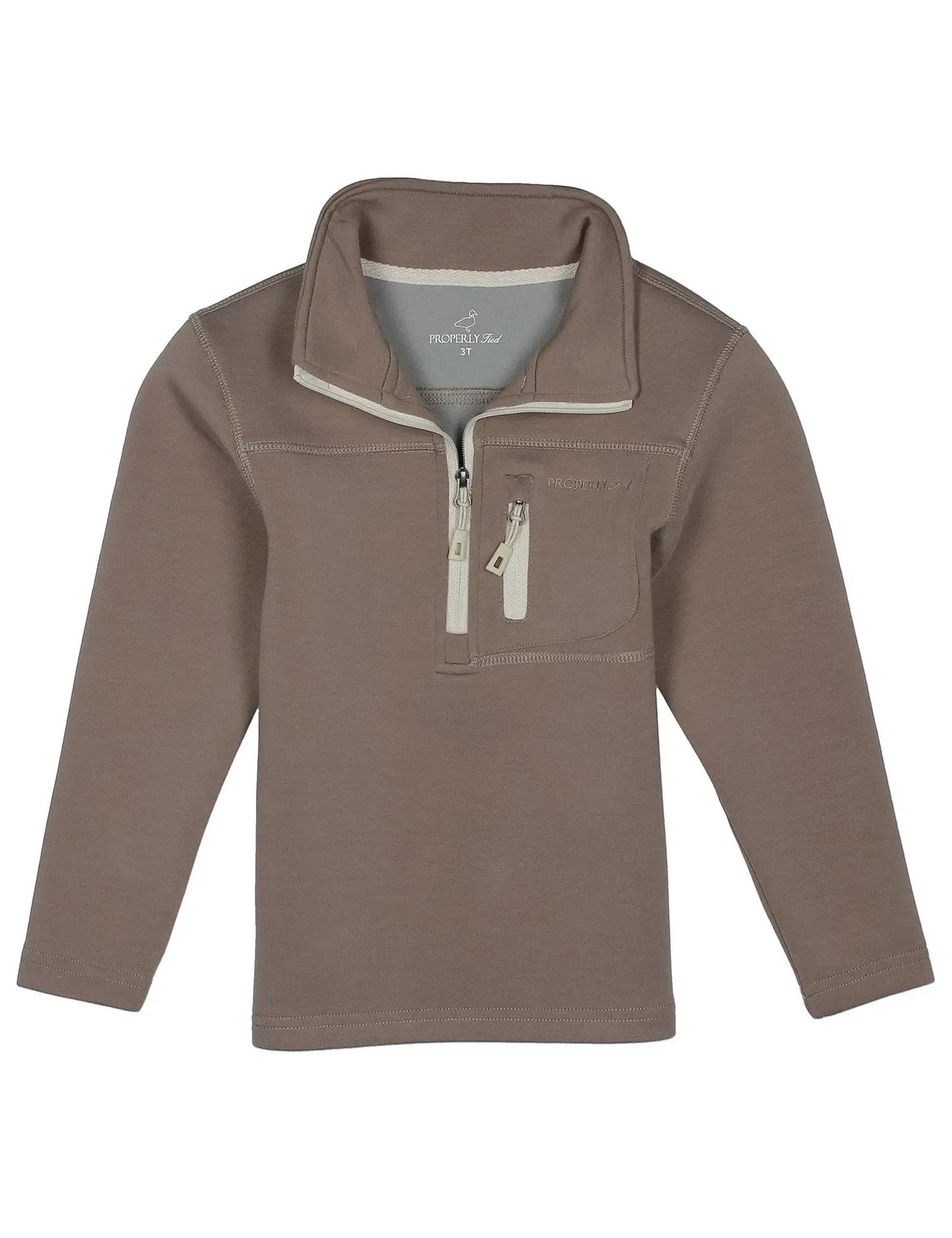 Properly Tied Boys Arctic Pullover 1/4 Zip Shirt - Acorn by Properly Tied