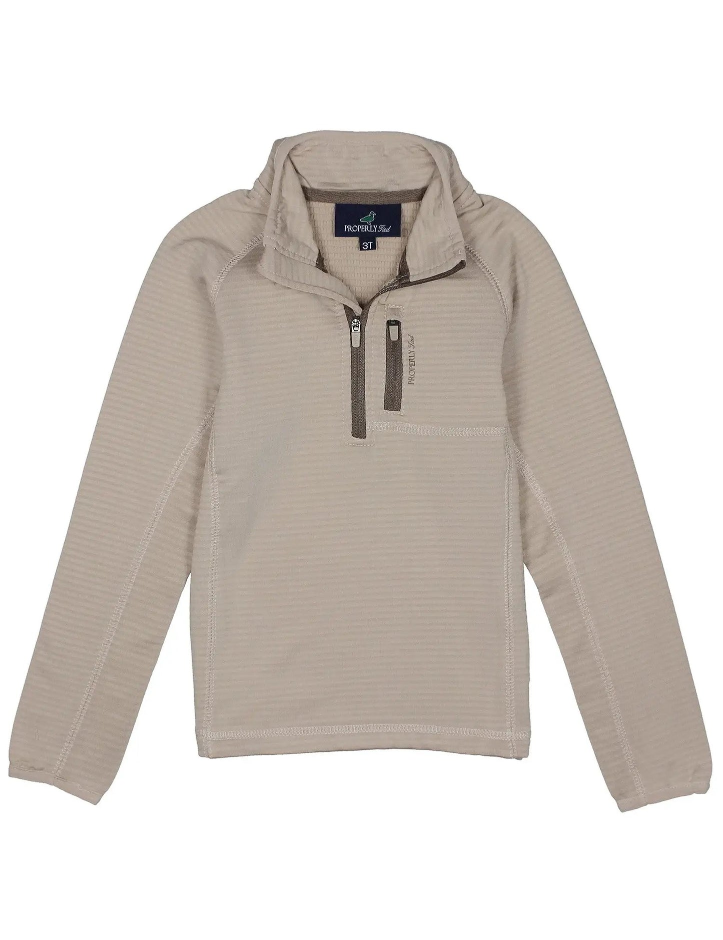 Properly Tied Boys Fairhope Pullover 1/4 Zip Shirt - Tan Khaki by Properly Tied