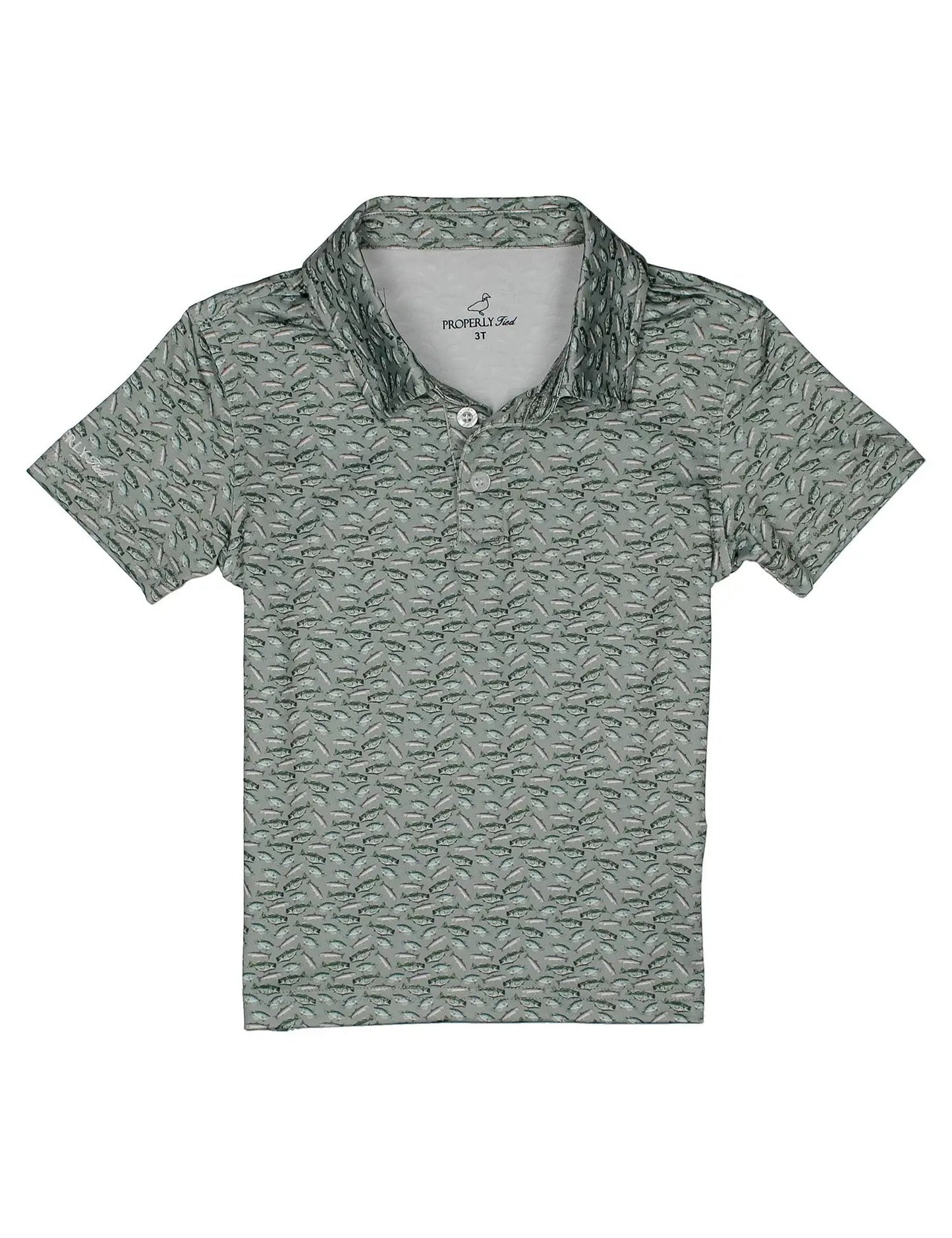 Properly Tied Boys Inlet Polo Shirt - Green Fresh Catch Fish