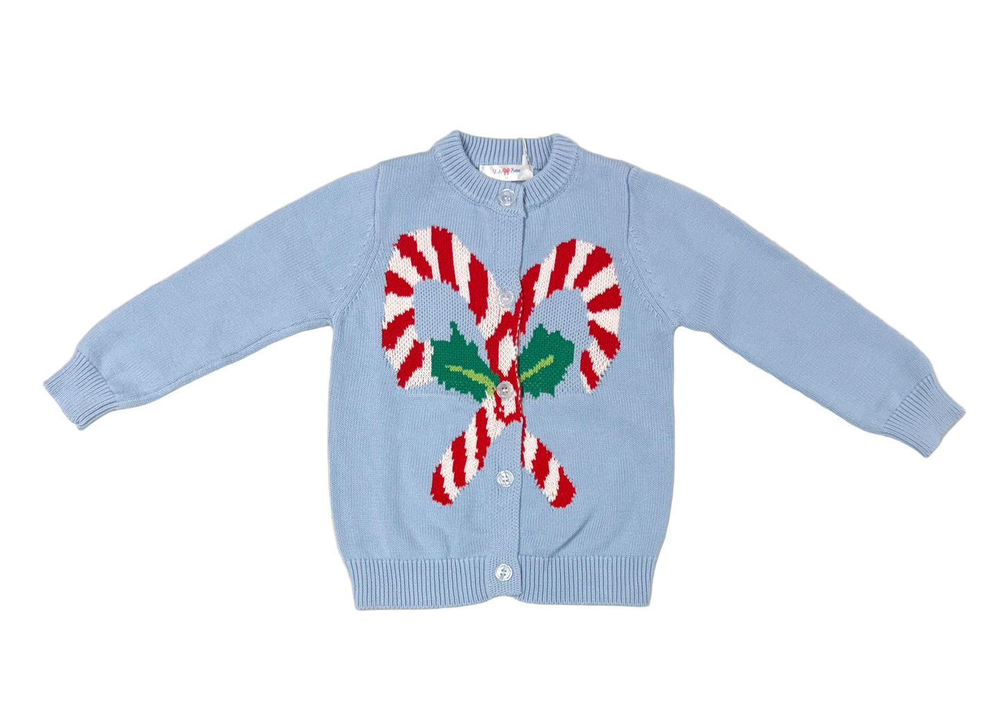 LuLu BeBe Girls Candy Cane Knit Sweater - Blue by LuLu BeBe