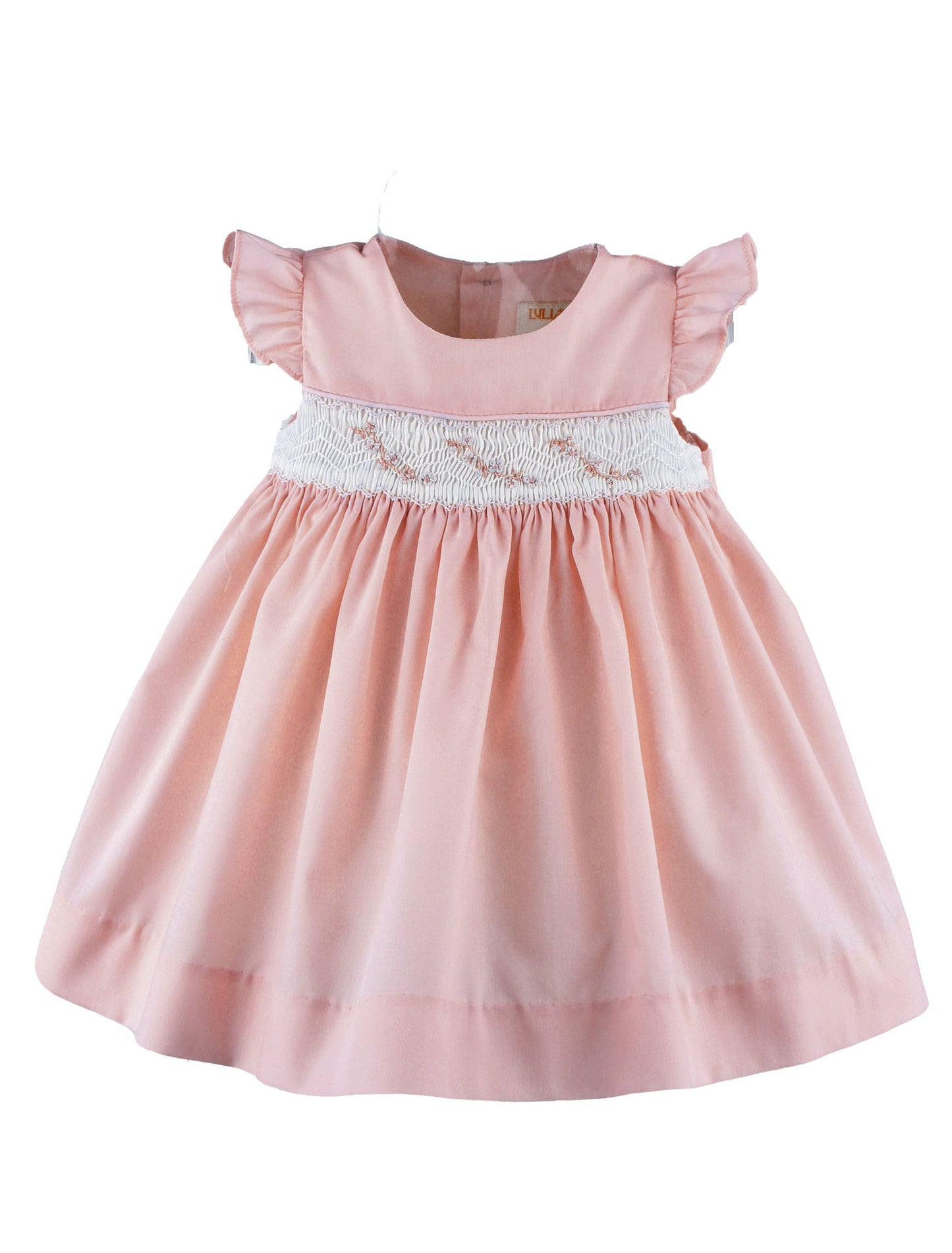Luli & Me Girls Batiste Flutter Sleeve Smocked Dress - Pink by Luli & Me