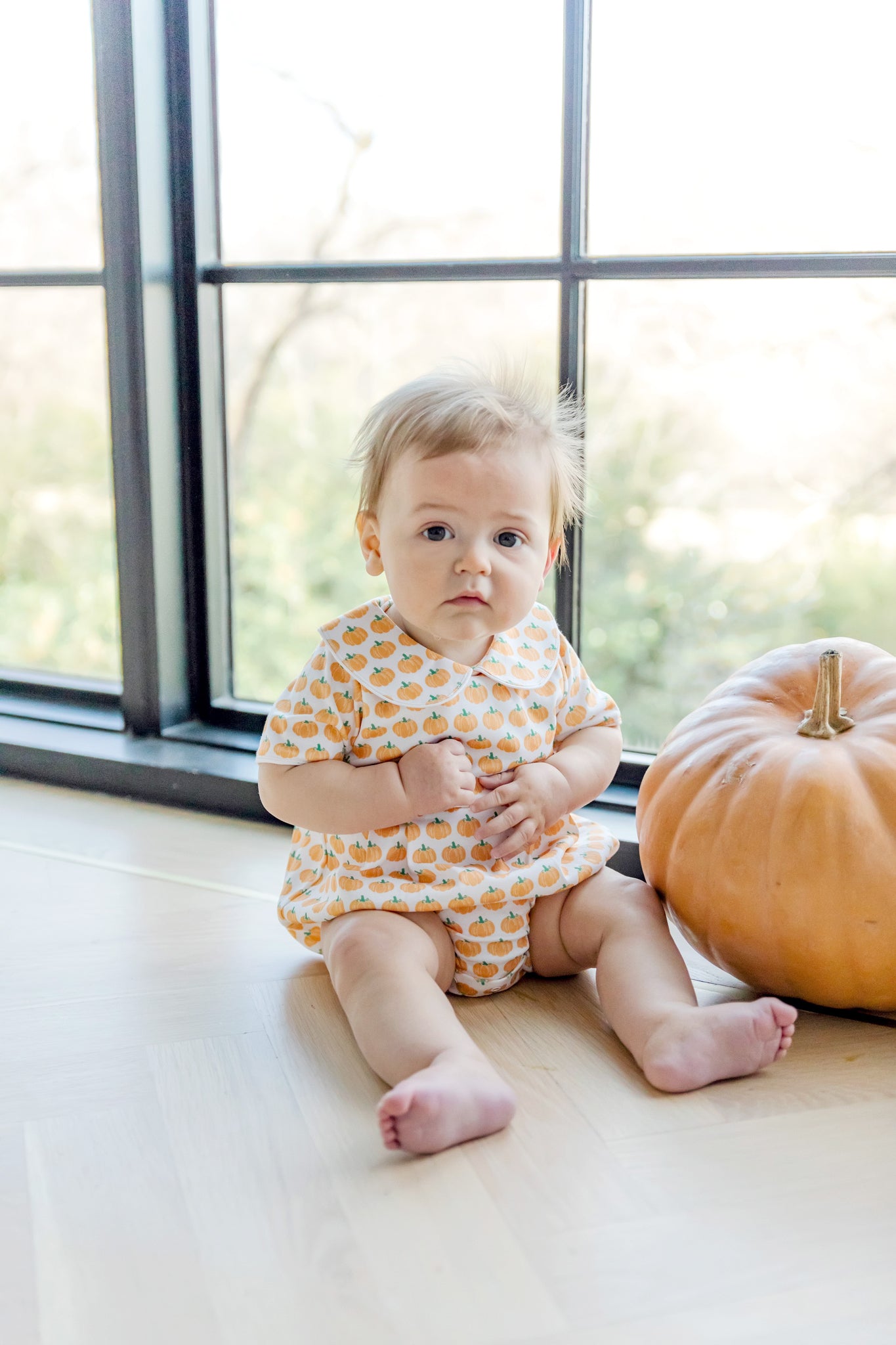 Lila & Hayes Baby Boys Palmer Bubble - Orange Harvest Pumpkins