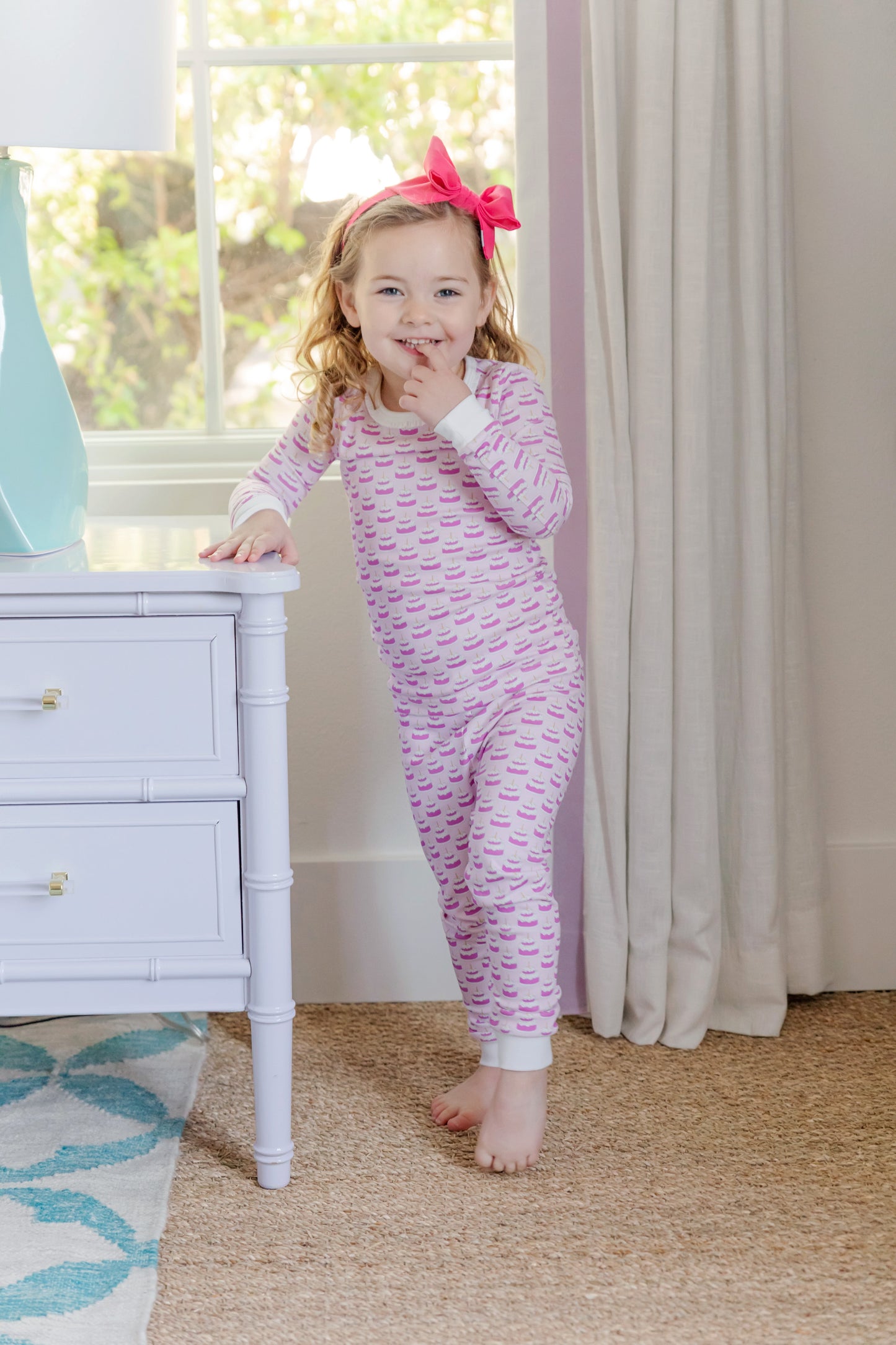 Lila & Hayes Girls Ava Pajamas Set - Pink Birthday Cakes by Lila & Hayes