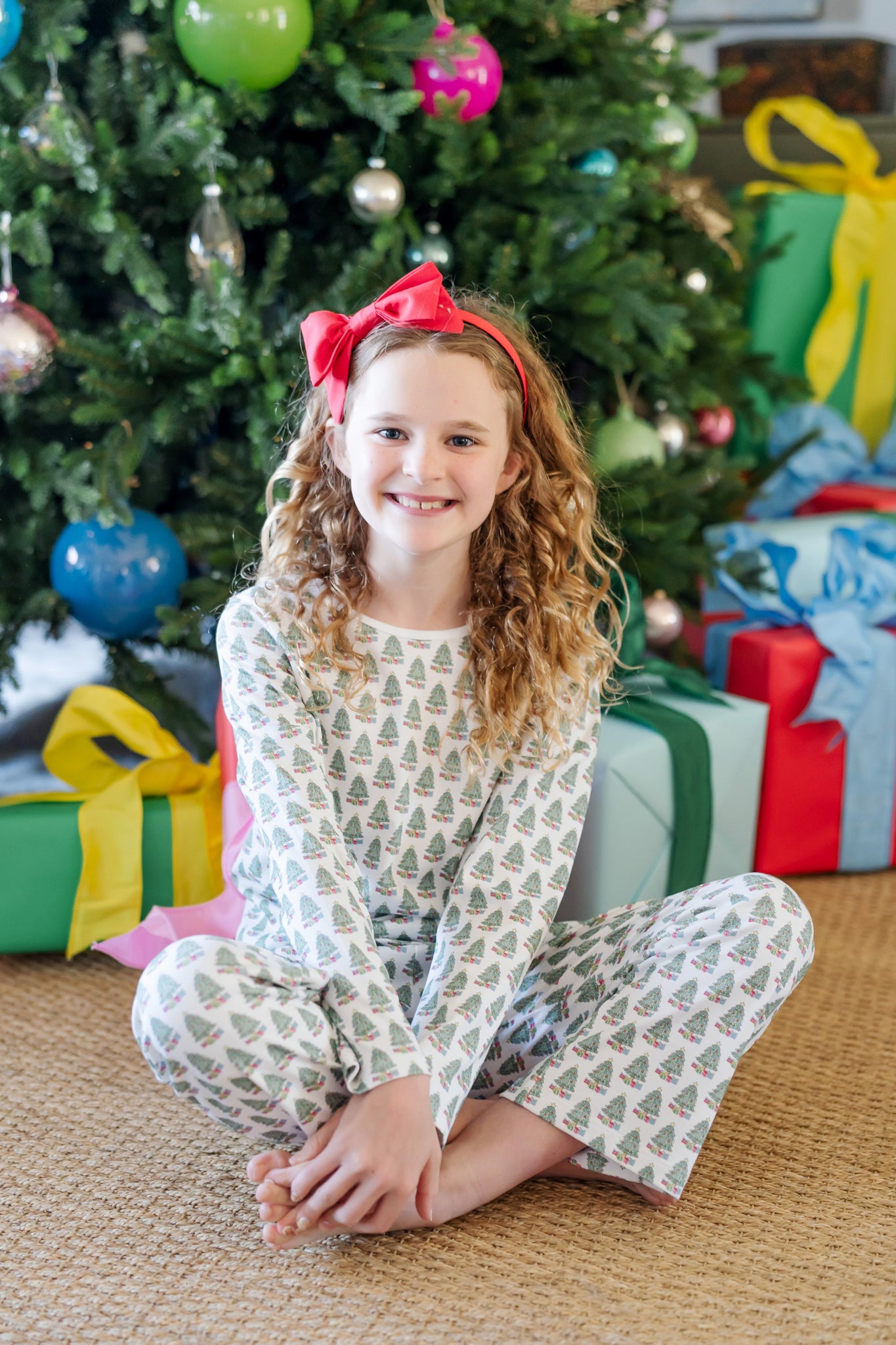 Lila & Hayes Girls Millie Pants Set - Green Under the Christmas Tree by Lila & Hayes