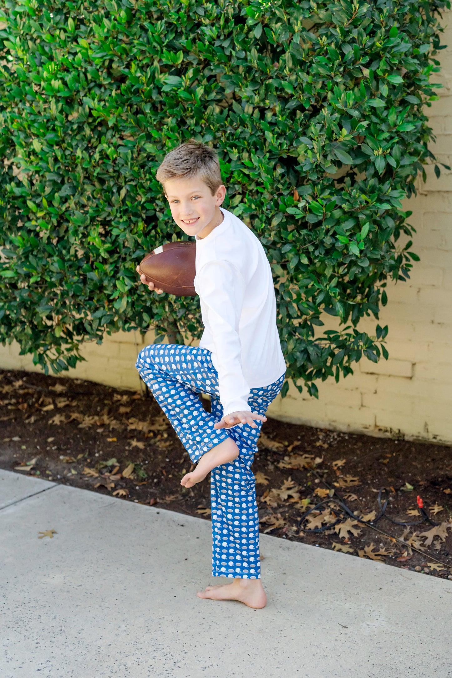Lila & Hayes Boys Beckett Hang Out Lounge Pants - Blue First Down Football