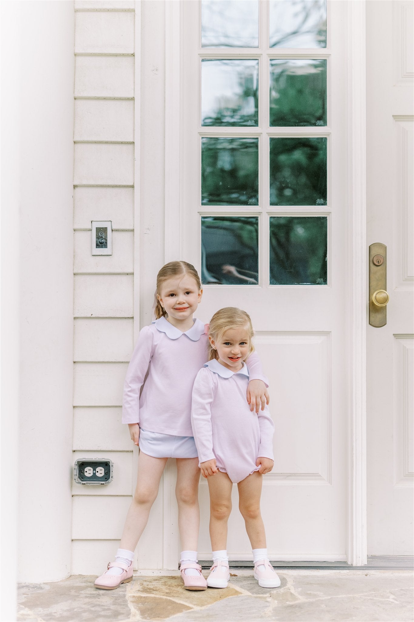Proper Peony Pima Baby Girls Pink Stripe Bubble - Blue Scallop Collar