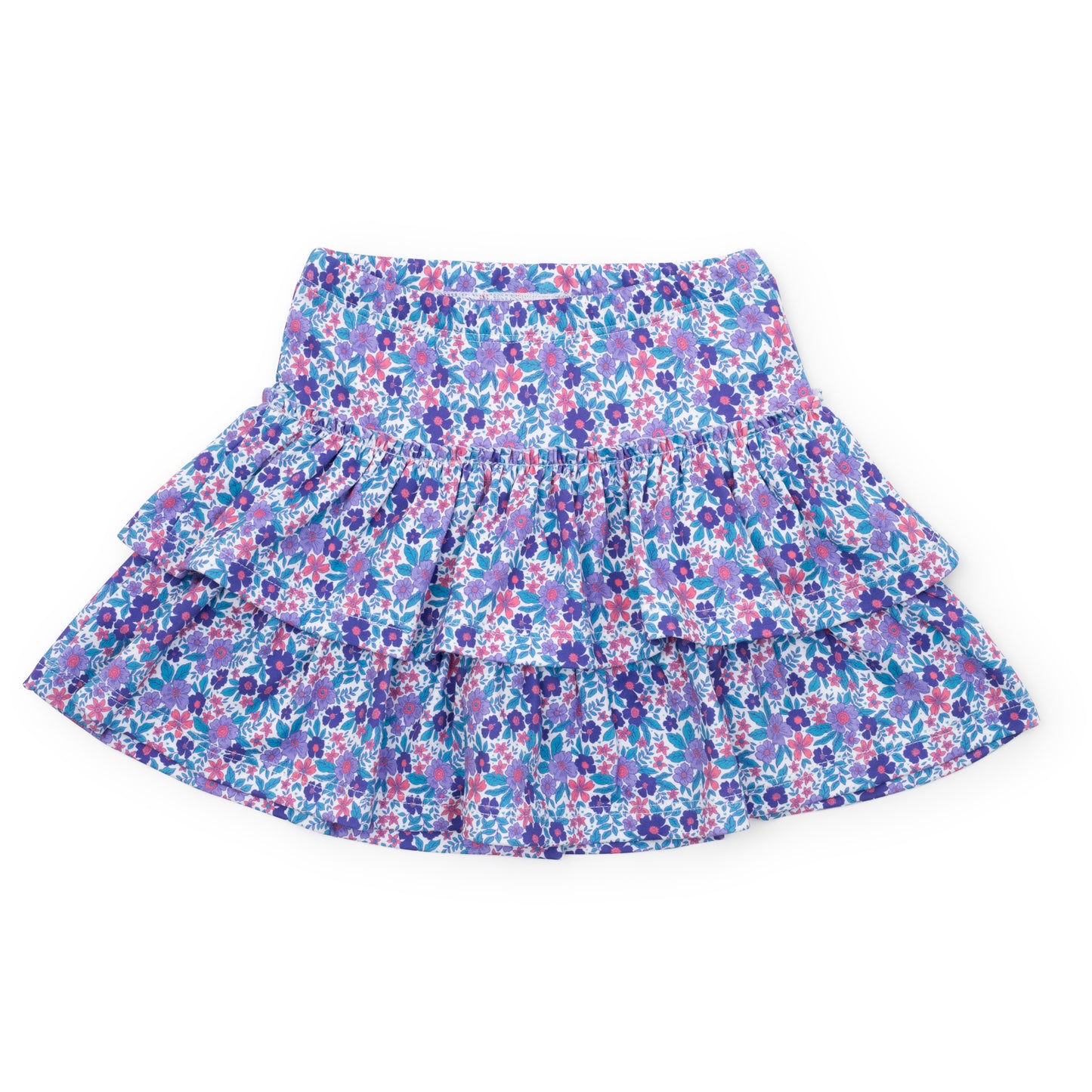 Lila & Hayes Girls Maggie Tiered Skirt - Purple Blackberry Floral