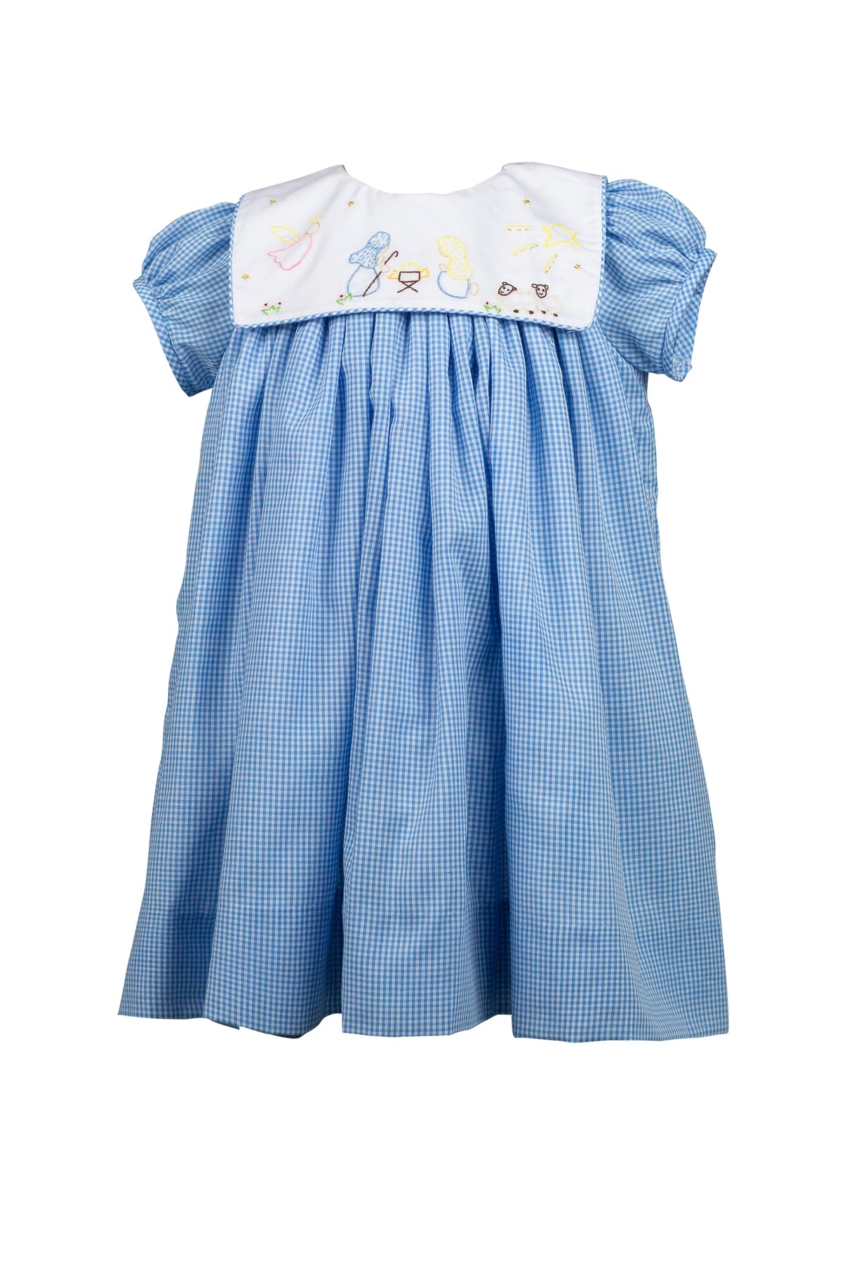 Proper Peony Girls Blue Christmas Manger Dress