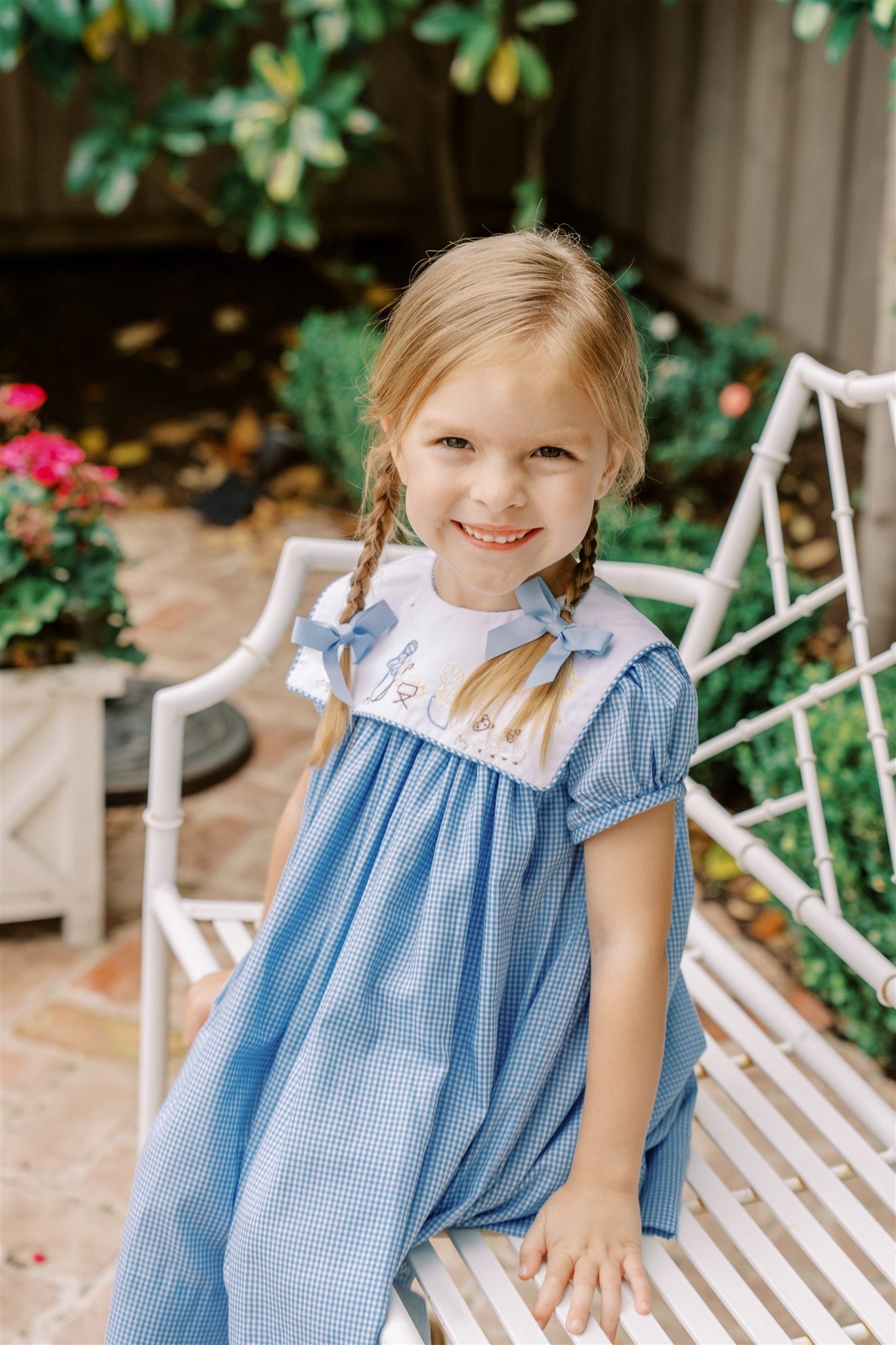 Proper Peony Girls Blue Christmas Manger Dress