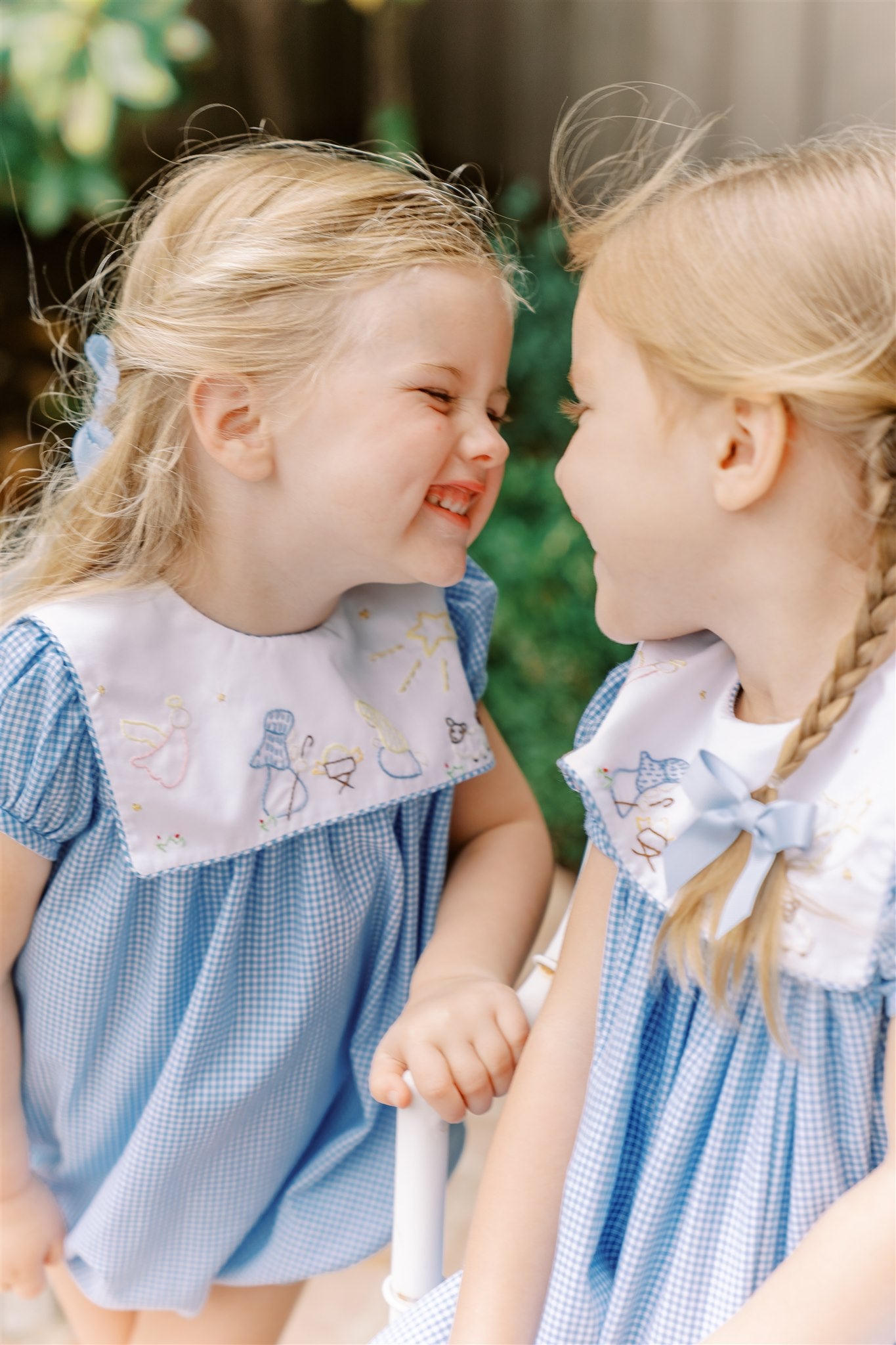 Proper Peony Girls Blue Christmas Manger Dress