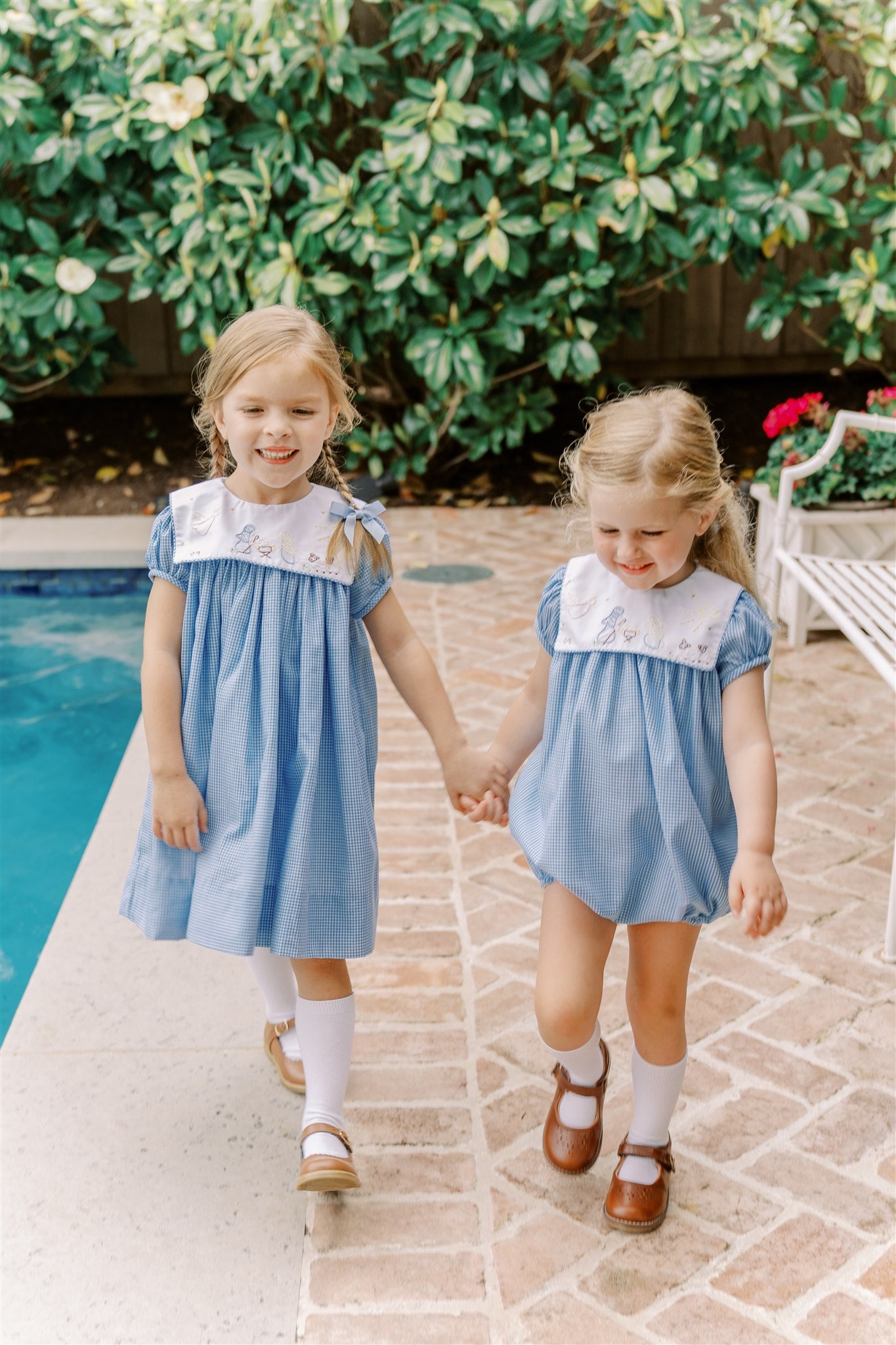 Proper Peony Girls Blue Christmas Manger Dress