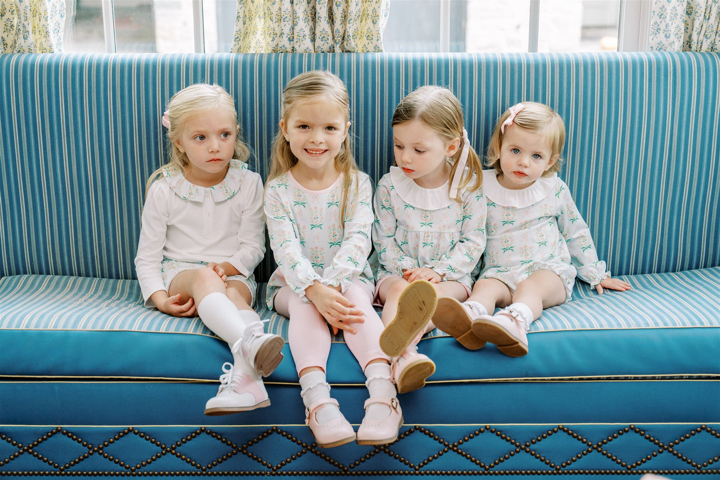 Pre-Order: Proper Peony Pima Girls Blue & Pink Margot Floral Bloomers Set