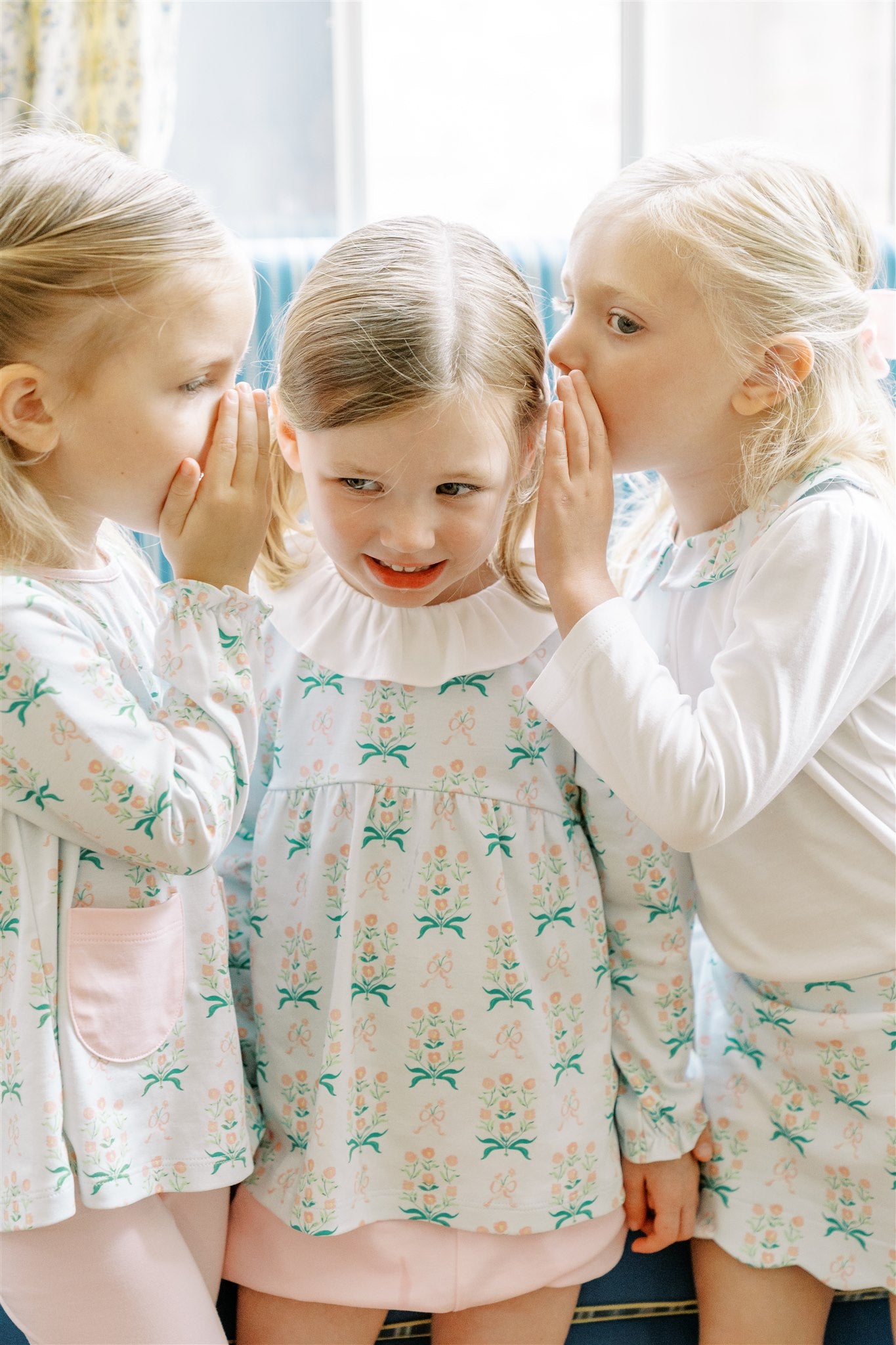 Pre-Order: Proper Peony Pima Girls Blue & Pink Margot Floral Bloomers Set