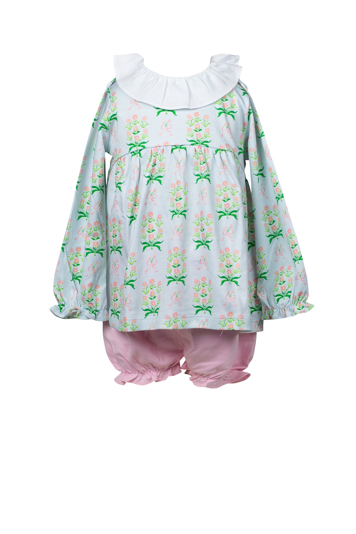 Pre-Order: Proper Peony Pima Girls Blue & Pink Margot Floral Bloomers Set
