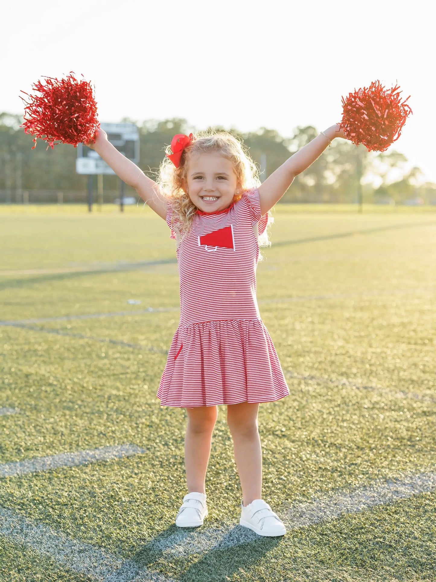 Trotter Street Kids Girls Megaphone Football Game Day Dress - Red