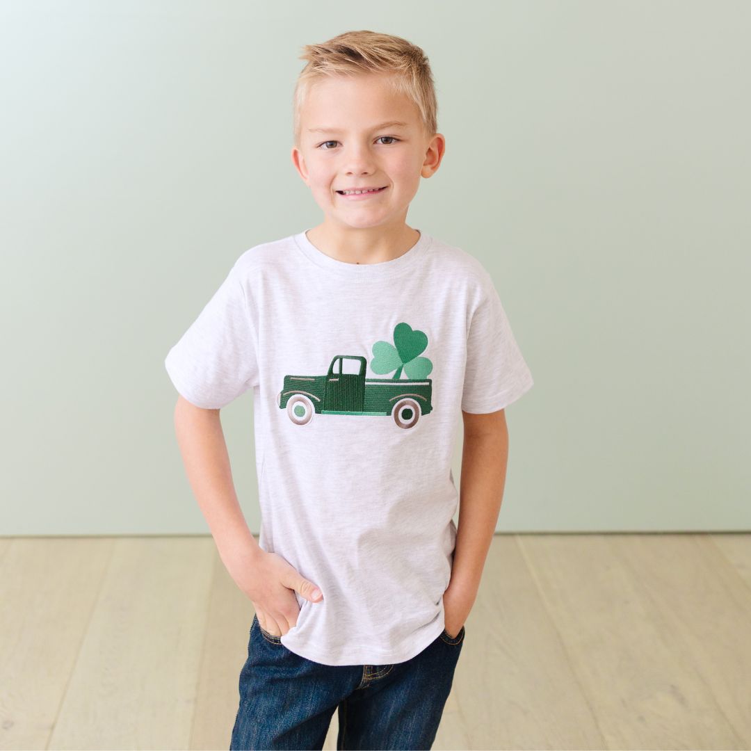 Sweet Wink Boys T-Shirt - St. Patrick's Day Shamrock Truck by Sweet Wink